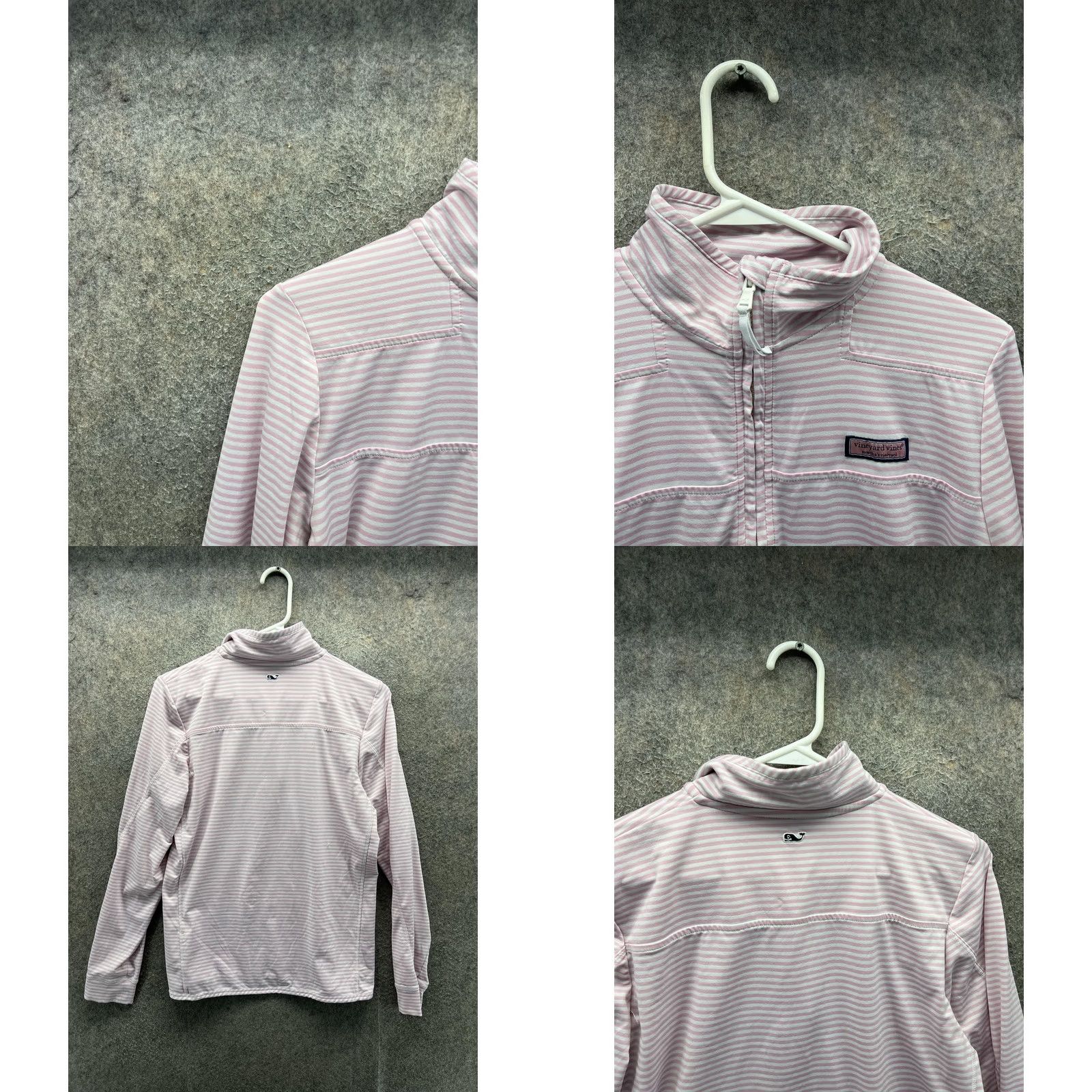 Vineyard Vines Vineyard Vines Shirt Womens Small Pink Stripe Mock Neck 1/4 Zip Jersey Top Size S / US 4 / IT 40 - 8 Thumbnail