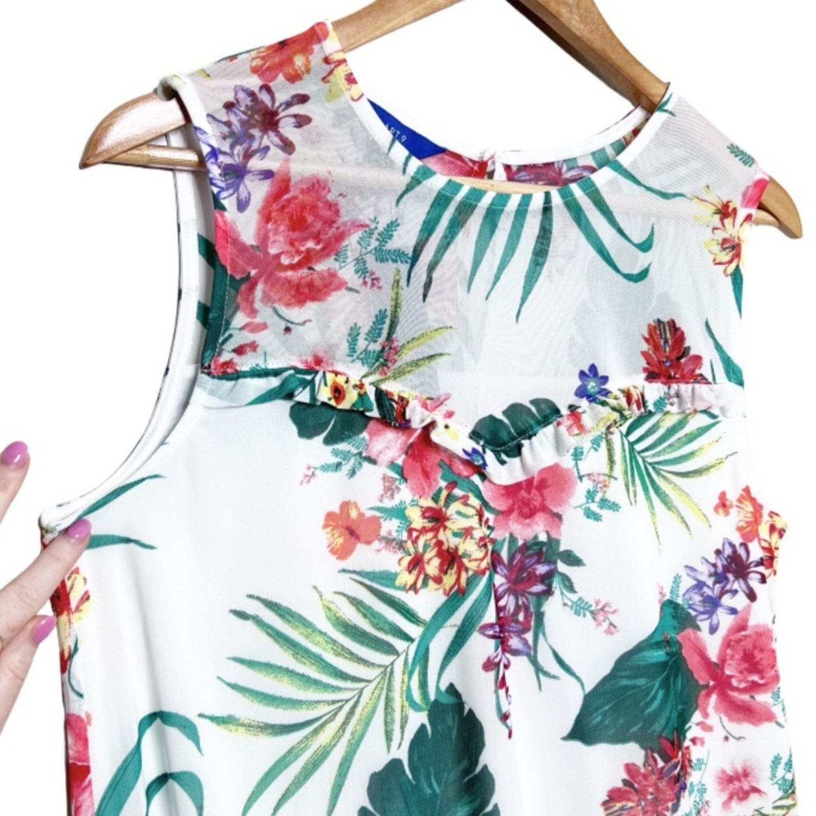 Apt. 9 New with Tag Women’s APT 9 Tropical Print Ruffle Tank Top Size M / US 6-8 / IT 42-44 - 6 Thumbnail