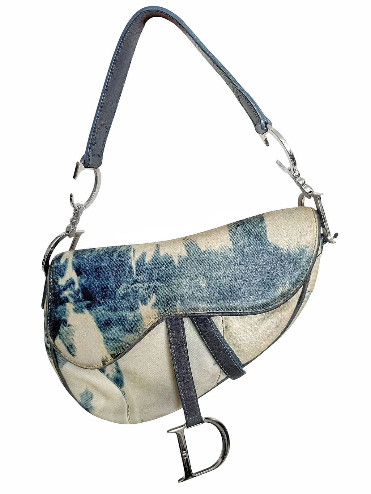 Galliano Tie Dye Trompe L’oeil Saddle Bag in Blue, Women's
