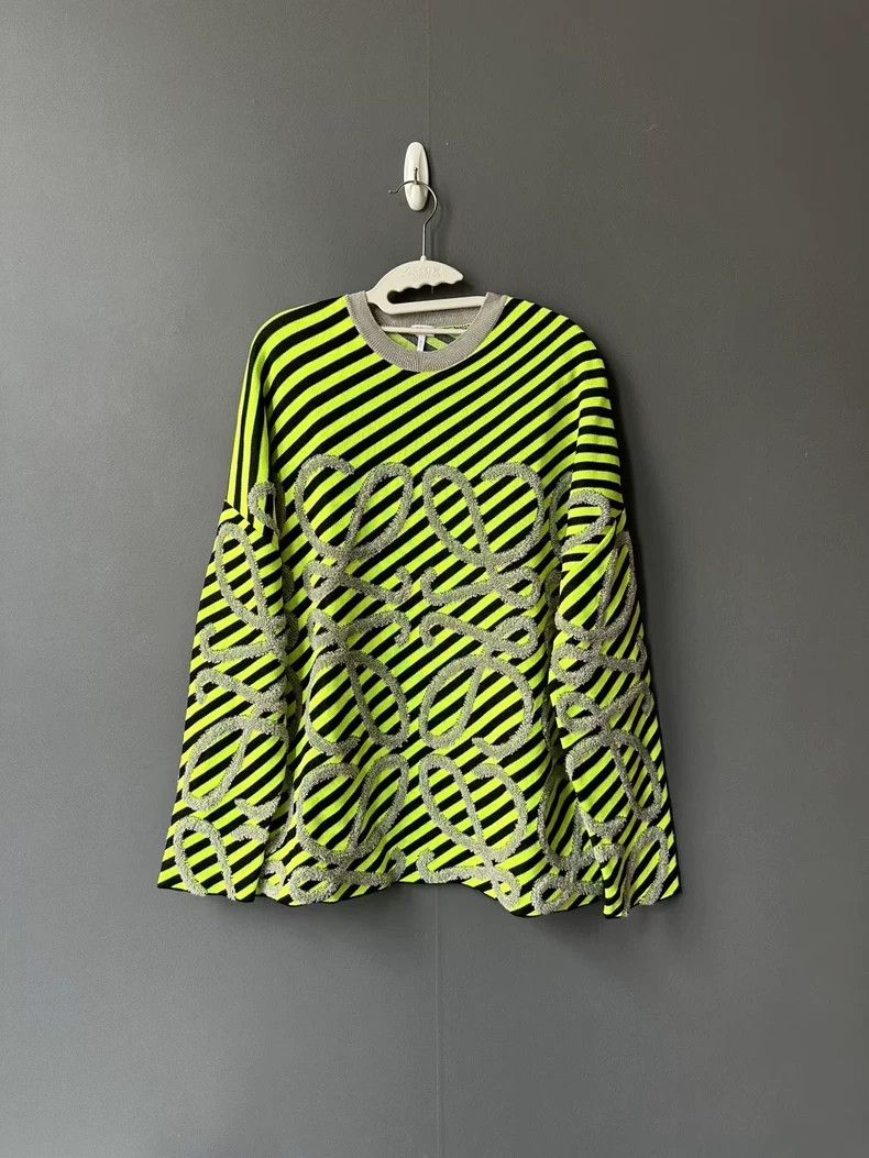 Loewe LOEWE Black and yellow striped big logo knit sweater Size M / US 6-8 / IT 42-44 - 1 Thumbnail