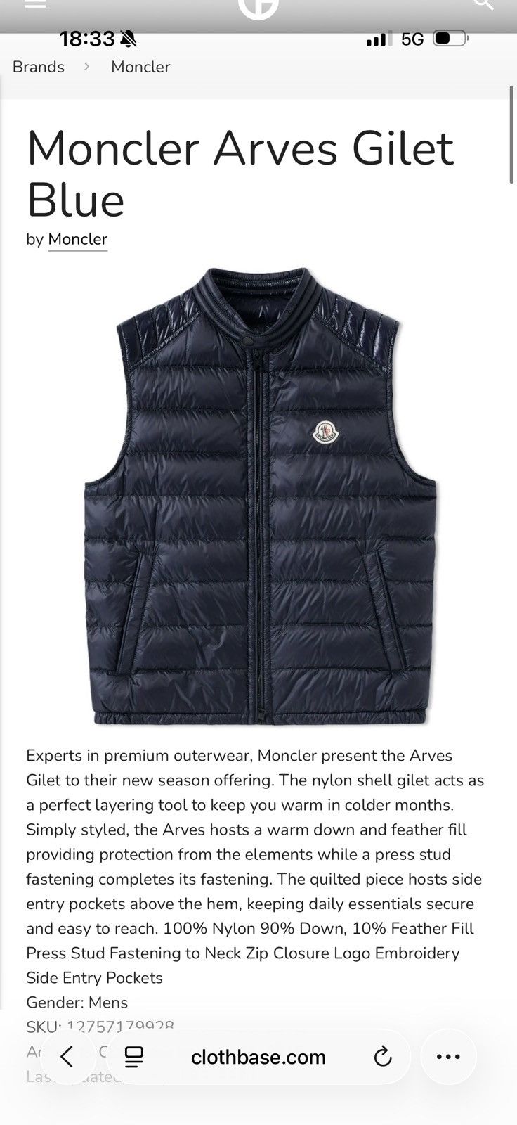Moncler Moncler Arves Gilet Size US L / EU 52-54 / 3 - 18 Thumbnail