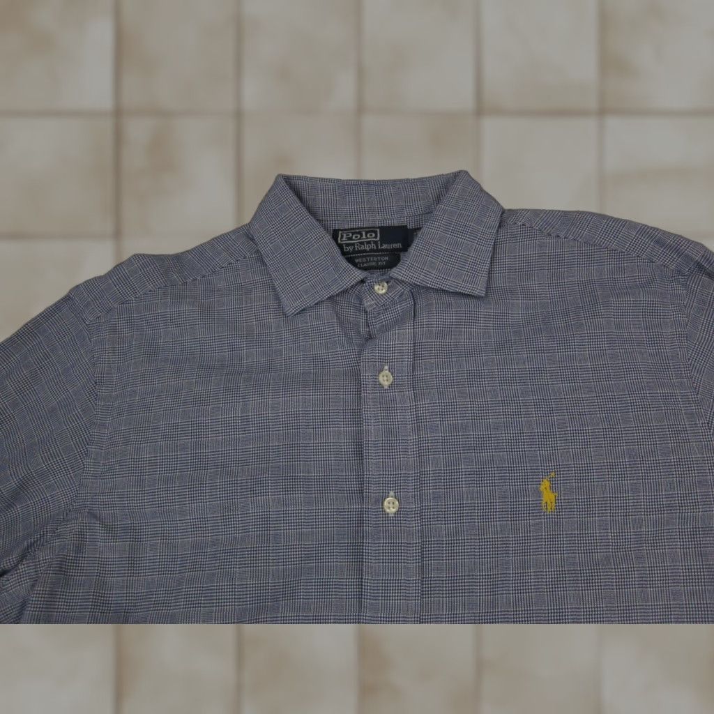 Ralph Lauren VINTAGE Ralph Lauren Shirt Adult Large Blue Yellow Pony Mens Plaid Westerton Size US L / EU 52-54 / 3 - 1 Thumbnail
