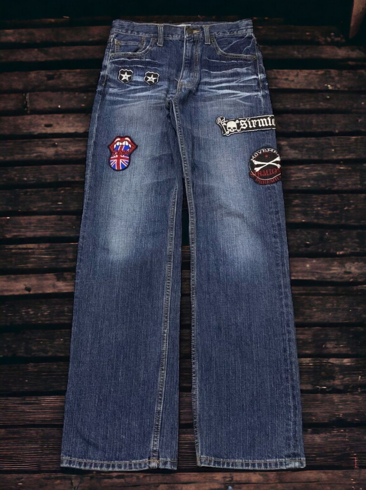 If Six Was Nine × Japanese Brand × Seditionaries Sirmione Rock Skull Movement Patch Y2K Denim Pants Size US 26 / EU 42 - 1 Thumbnail