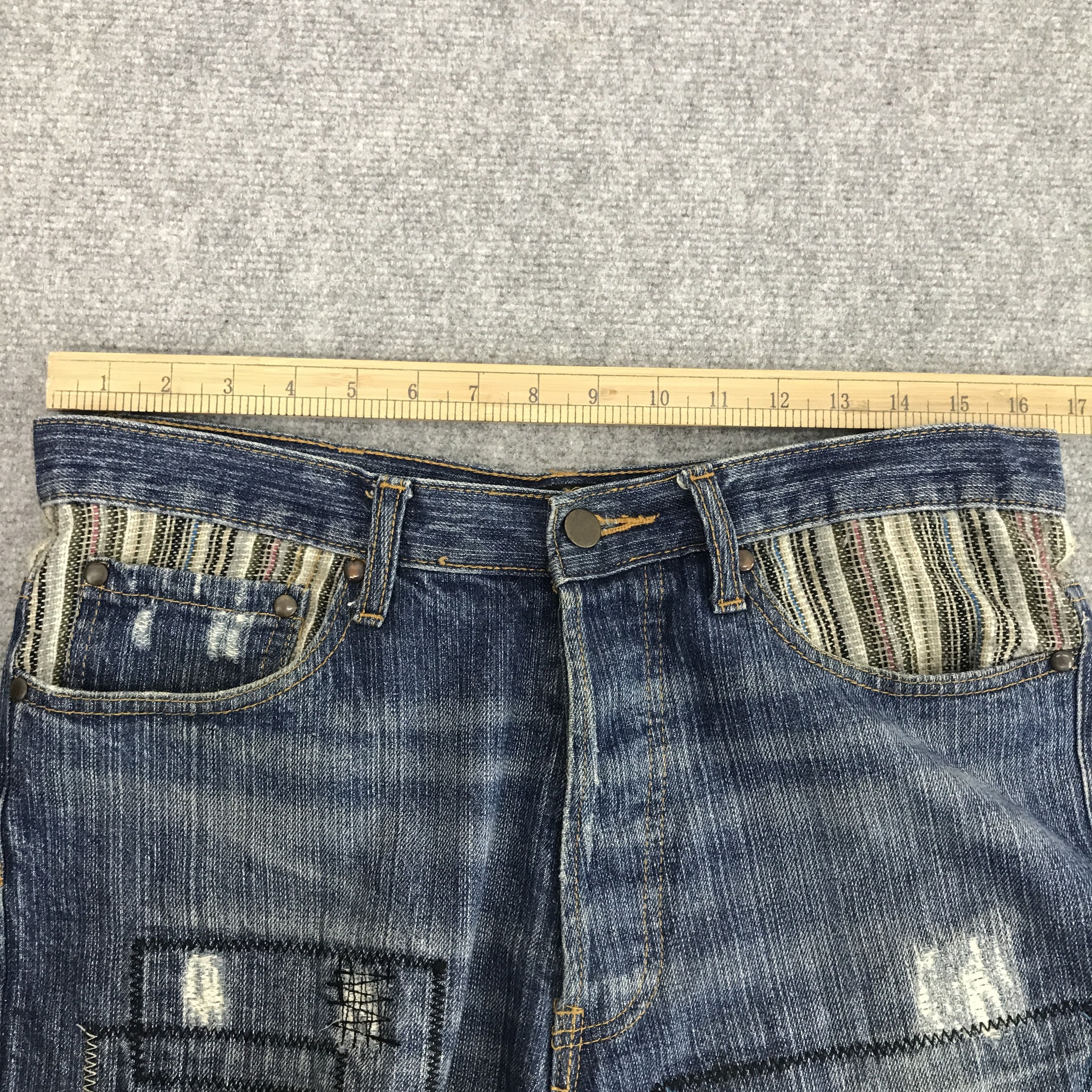 Japanese Brand Rare decomp Japan patchwork design distressed style pants Size US 31 - 7 Thumbnail