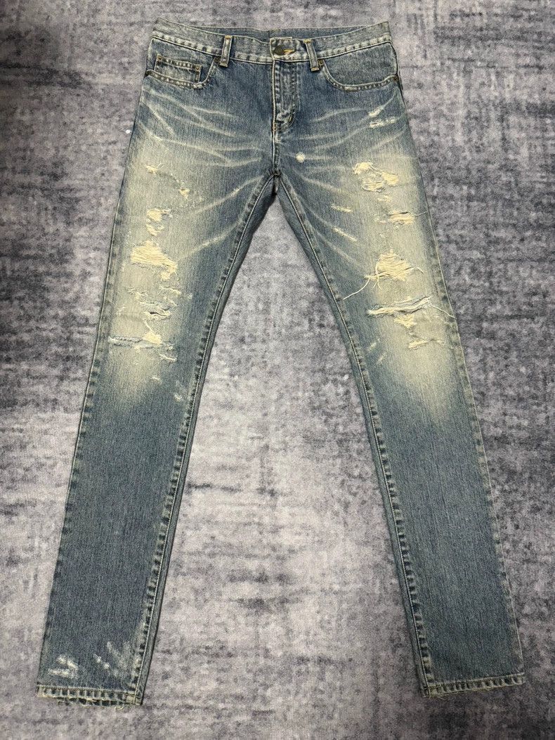 Saint Laurent Paris New Saint Laurent Distressed Blue Jean
