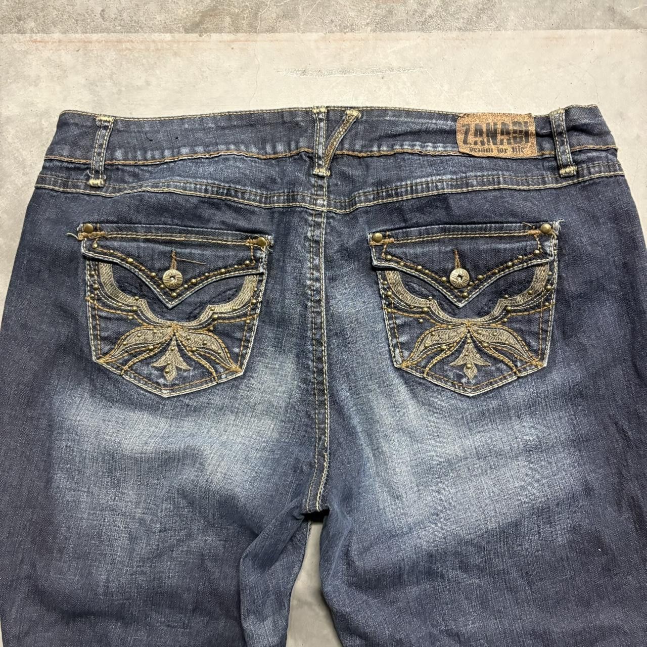 Japanese Brand × Vintage Crazy Vintage Y2K/2000s Super Baggy Bootcut Flare Grunge Dark Wash Denim Jeans! Size US 42 / EU 58 - 6 Thumbnail