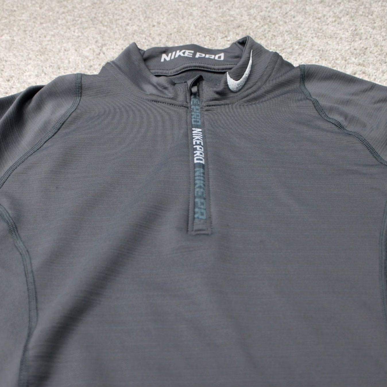 Nike Nike Pro Sweatshirt Mens Small Gray Hyperwarm 1/4 Zip Mock Neck L/S Pullover Size US S / EU 44-46 / 1 - 4 Thumbnail