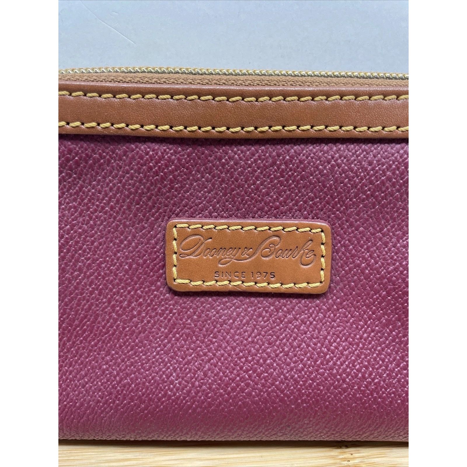 Dooney & Bourke Dooney & Bourke Deep Red Textured Leather Zip Wristlet Size ONE SIZE - 4 Thumbnail