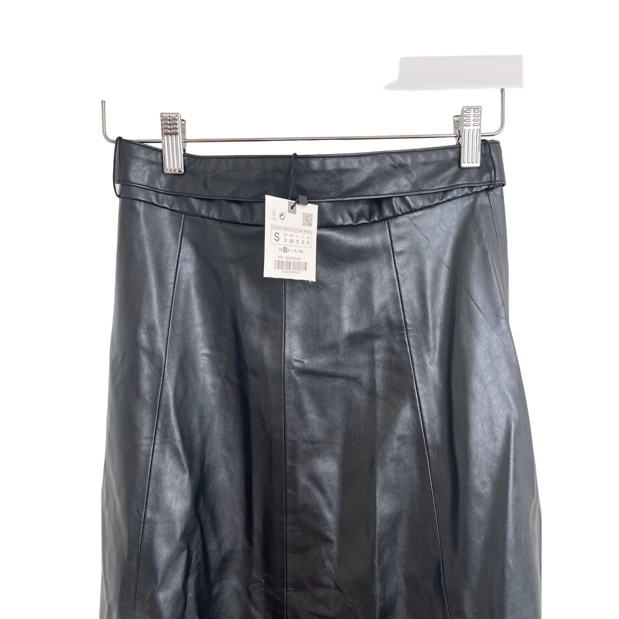 Zara Zara Black Faux Leather Belted Skirt Size 27" / US 4 / IT 40 - 5 Thumbnail