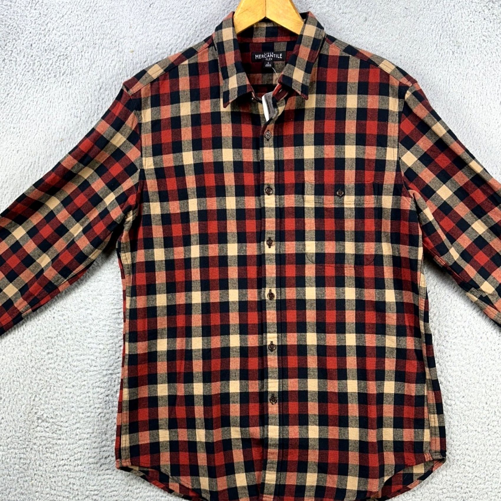 Vintage J Crew Mercantile Flannel Shirt Button Up Mens Large Red Plaid Elbow Patch NEW Size US L / EU 52-54 / 3 - 3 Thumbnail