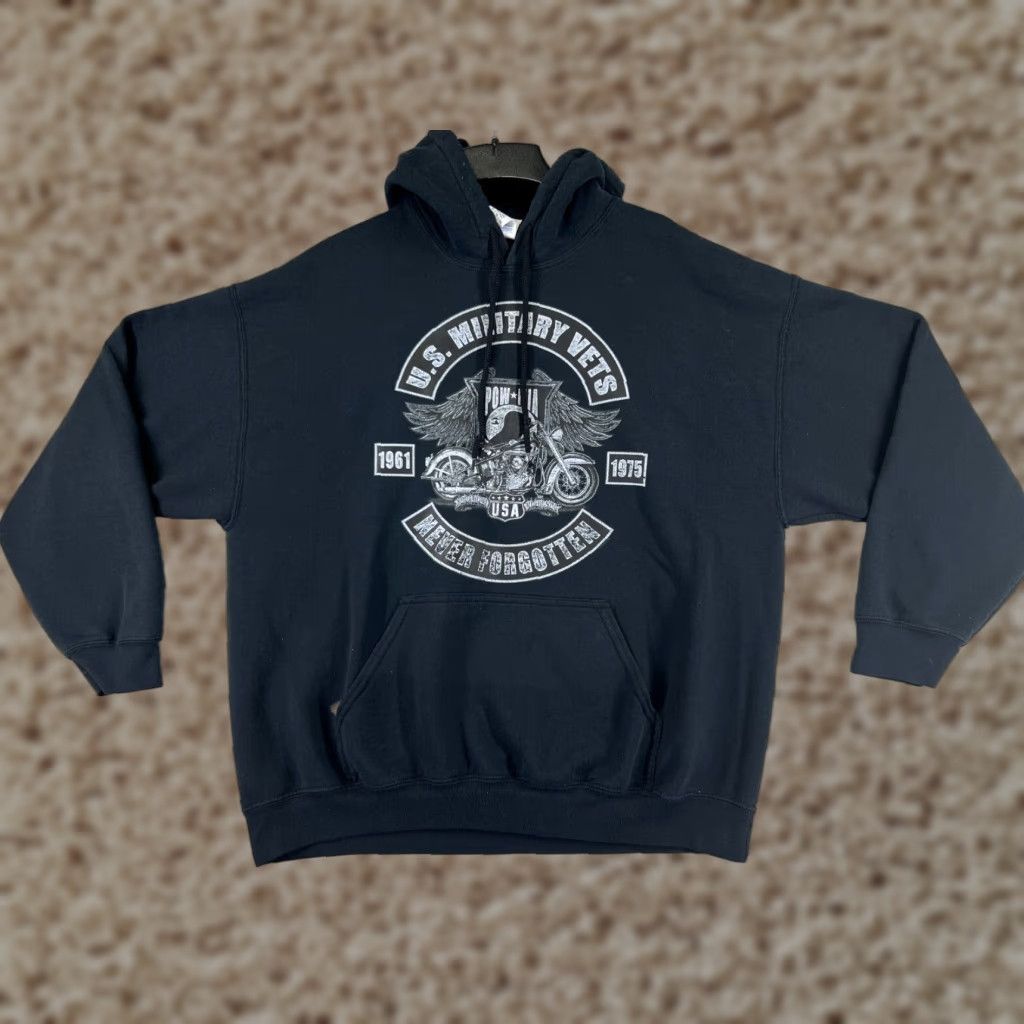 Gildan Gildan Hoodie Mens XL Black US Military Vets Motorcycle POW MIA Pocket READ Size US XL / EU 56 / 4 - 1 Thumbnail