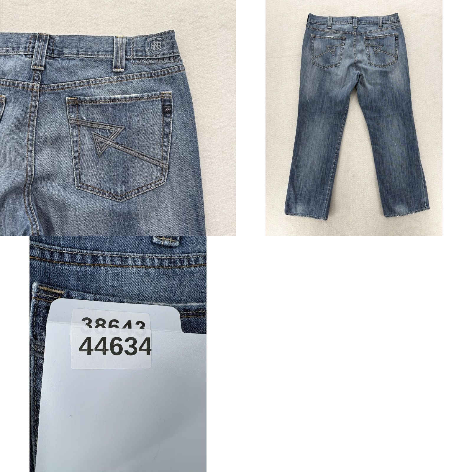 Vintage Rock & Republic Jeans Mens 38x30 Blue Distressed Straight Leg Denim Grunge Rock Shirt Size US 38 / EU 54 - 9 Thumbnail