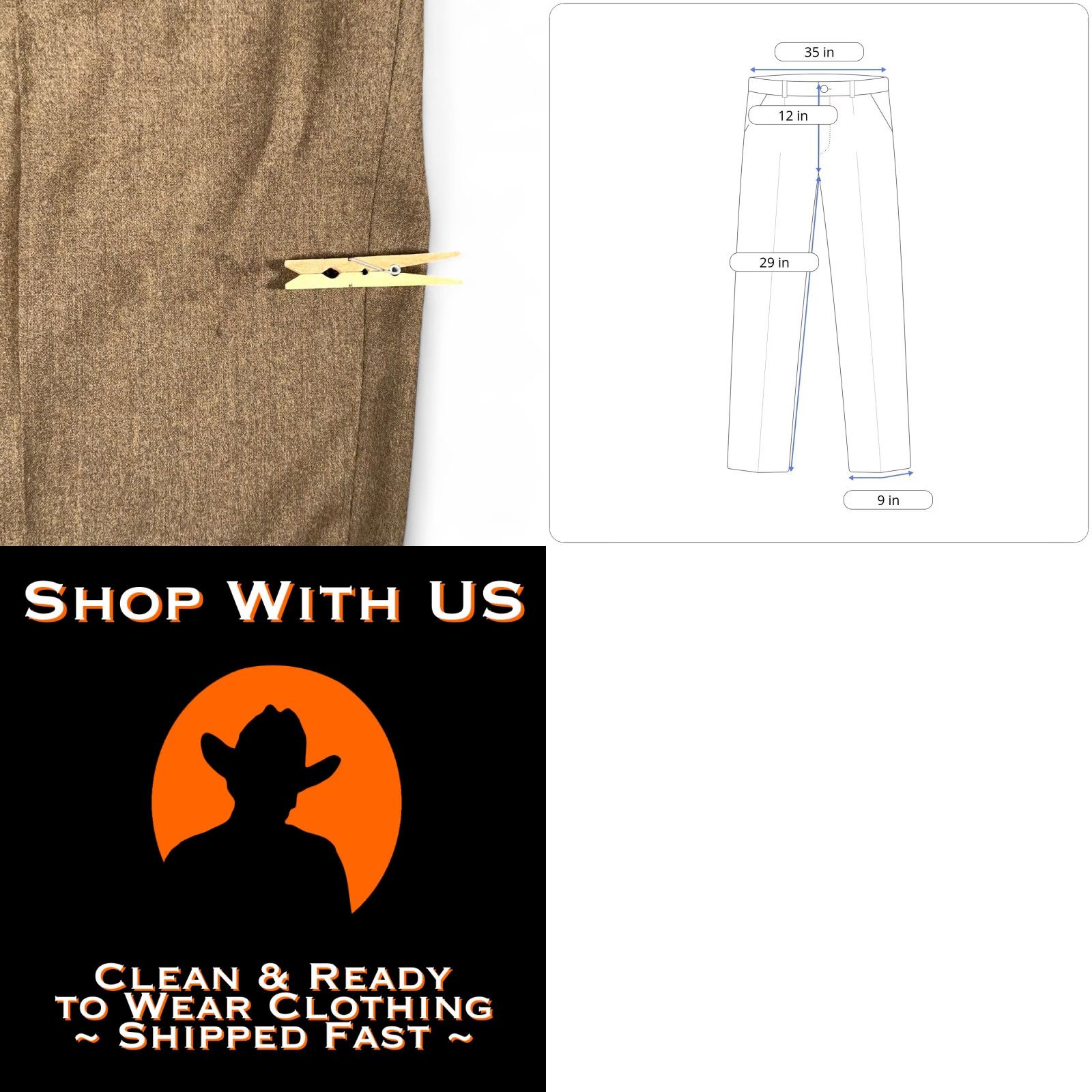 Hart Schaffner Marx VINTAGE Hart Schaffner Marx Dress Pants Mens 35x29 Brown Wool USA 80s Straight Pleated Cuffed Front Zip Button Hook & Eye Pockets - Men - Regular Size US 35 - 8 Thumbnail