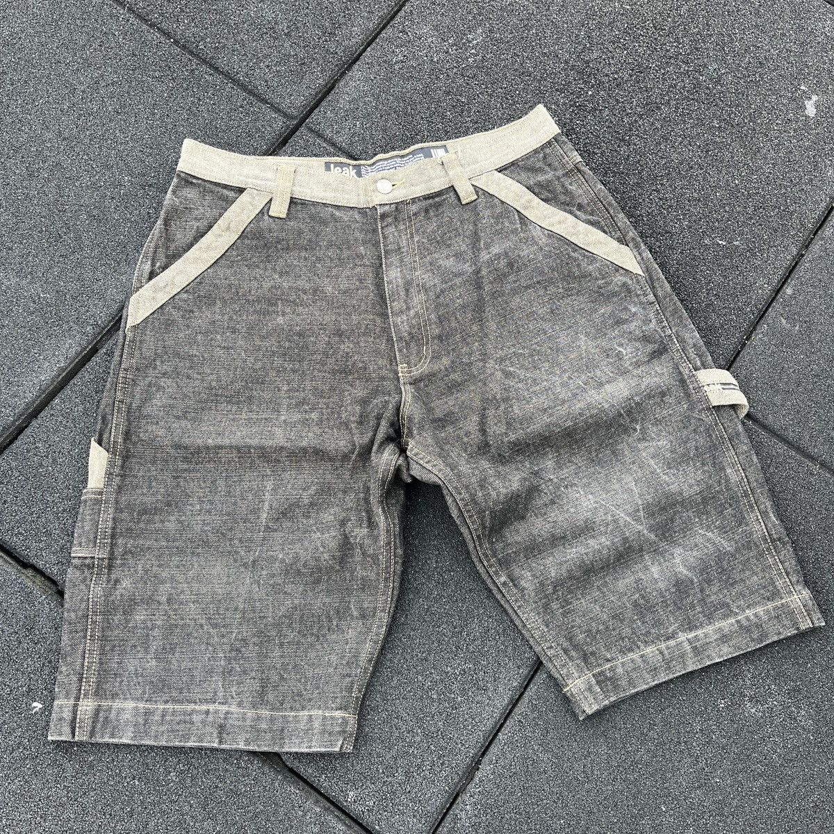 image of Vintage Sun Faded Leak Denim Jorts (Unisex) in Black, Men's (Size 34)