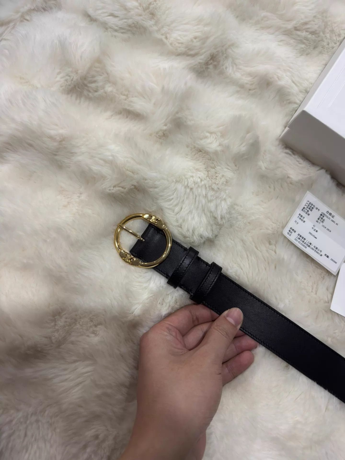 Celine Celine Triomphe Gold/Black Belt New Size ONE SIZE - 3 Thumbnail