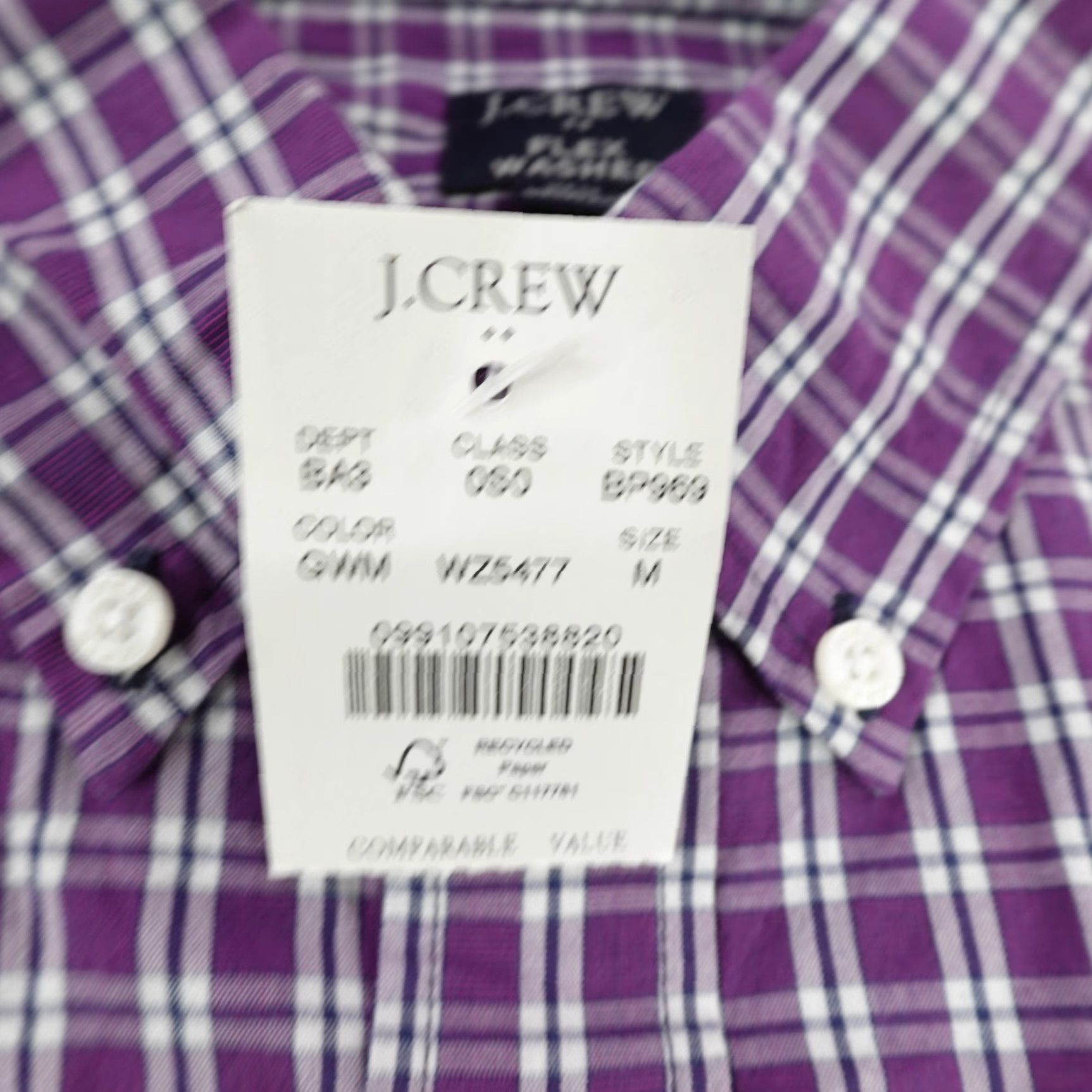 J.Crew VINTAGE J.CREW Men's Shirt Adult Medium Long Sleeve Cotton Plaid Button-Up Classic Purple Size US M / EU 48-50 / 2 - 5 Thumbnail