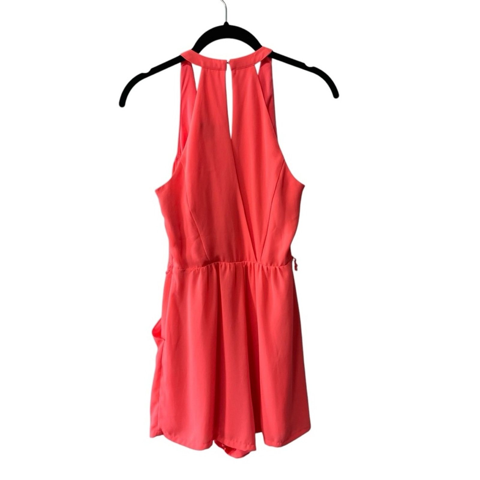 Express Express Faux Wrap Sleeveless Keyhole Back Romper Coral 0 Size 25" / US 0 / IT 36 - 4 Thumbnail