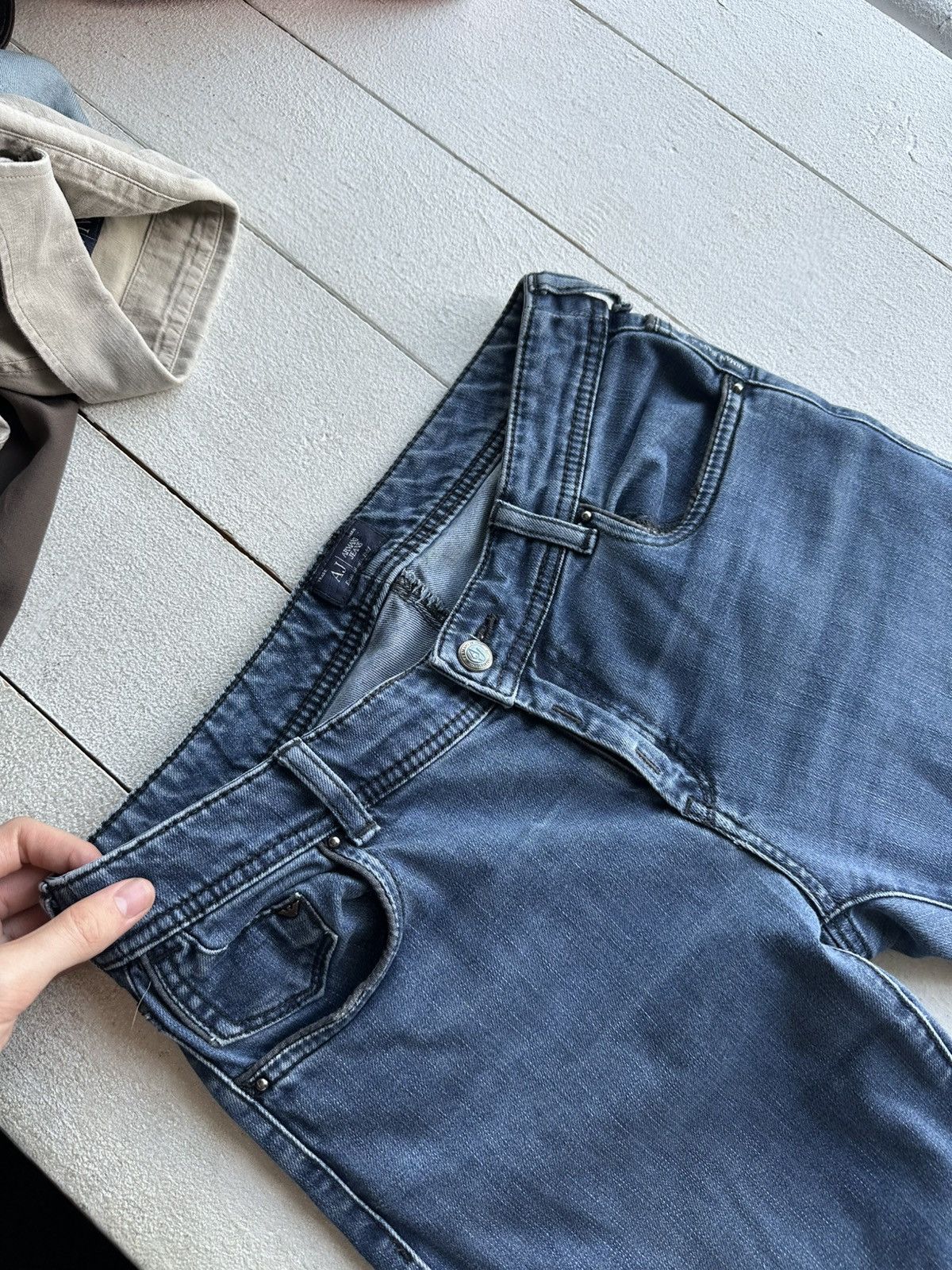Armani 🚨Y2K WOMEN ARMANI JEANS WITH LOGO AVANT GARDE DENIM PANTS Size 28" / US 6 / IT 42 - 2 Thumbnail