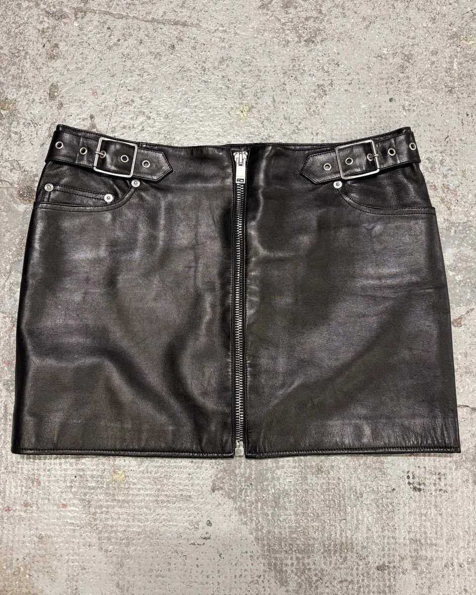 Saint Laurent Paris × Vintage SS2013 Saint Laurent Black Zip Rock Leather Skirt Size 27" / US 4 / IT 40 - 1 Thumbnail