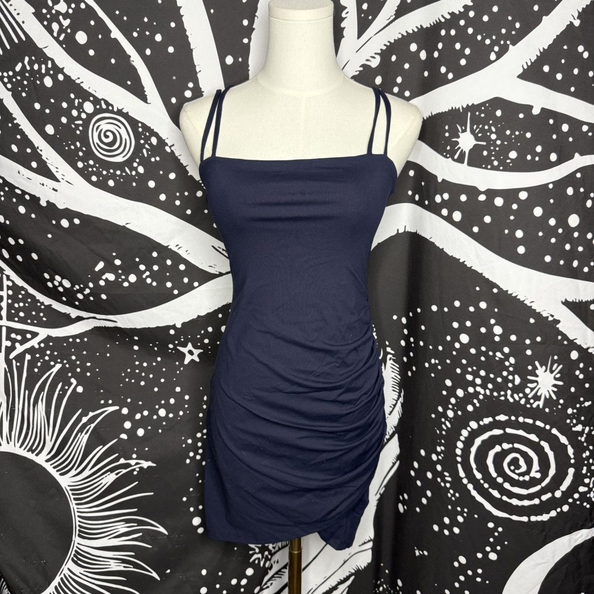 Susana Monaco Susana Monaco Navy Ruched Mini Dress with Thin Straps Size XS / US 0-2 / IT 36-38 - 1 Thumbnail