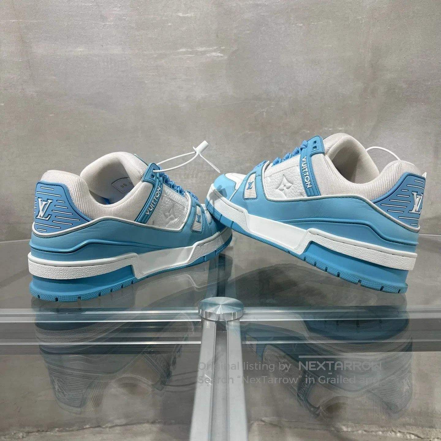 Louis Vuitton Louis Vuitton Trainer New White and Blue shoes Size US 6.5 / IT 36.5 - 5 Thumbnail