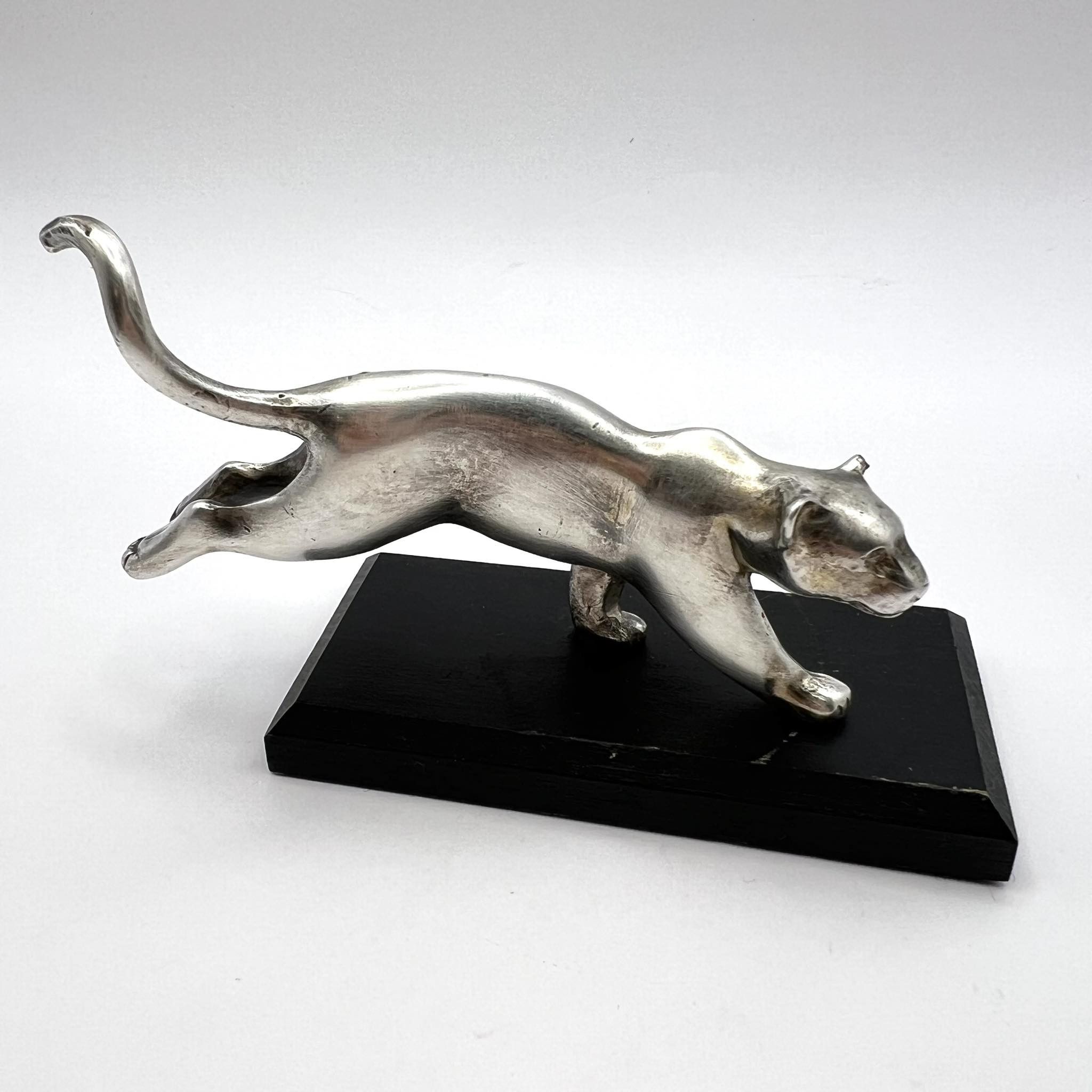 Vintage Vintage Silver Plated Figure Puma Jaguar Wood Base Size ONE SIZE - 7 Thumbnail