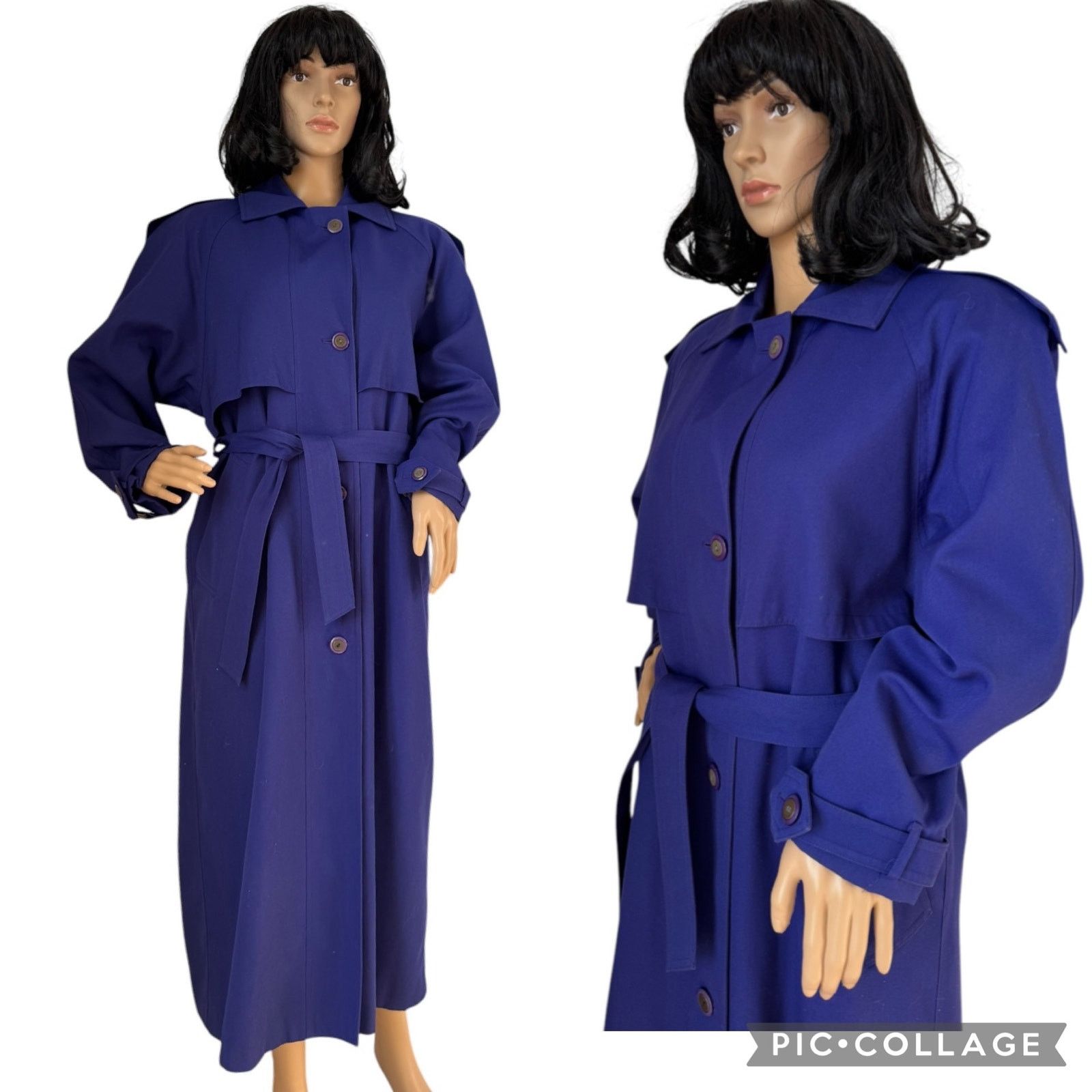 Vtg Portrait removable liner winter purple trench Coat M