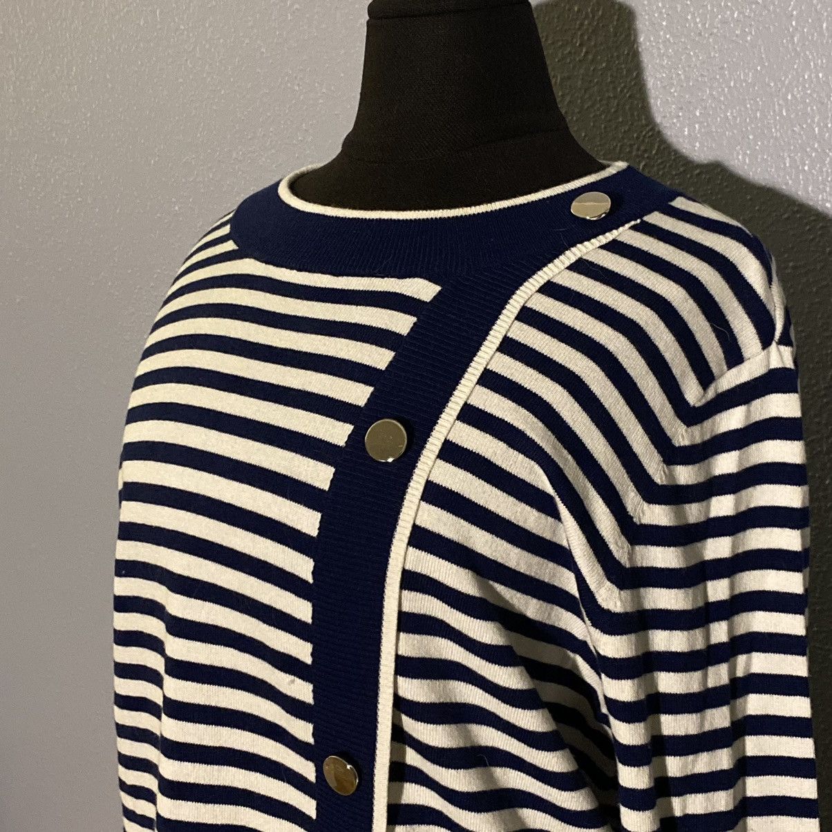 Jones New York NWT Jones New York Navy/White Long Sleeve Knit Top Size M Size M / US 6-8 / IT 42-44 - 3 Thumbnail