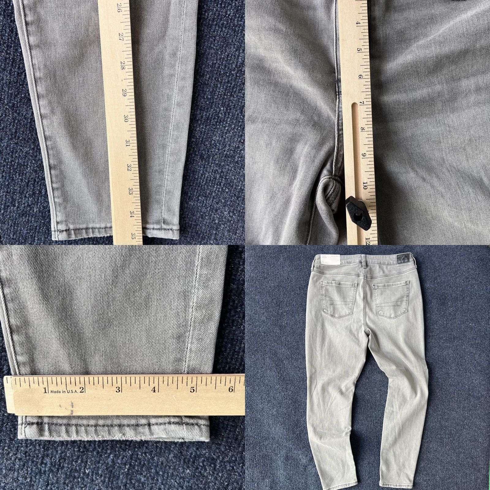Vintage American Eagle Jeans Womens 8 29W Short Charcoal Hi-Rise Jegging Distressed 3963 Size 30" / US 8 / IT 44 - 8 Thumbnail