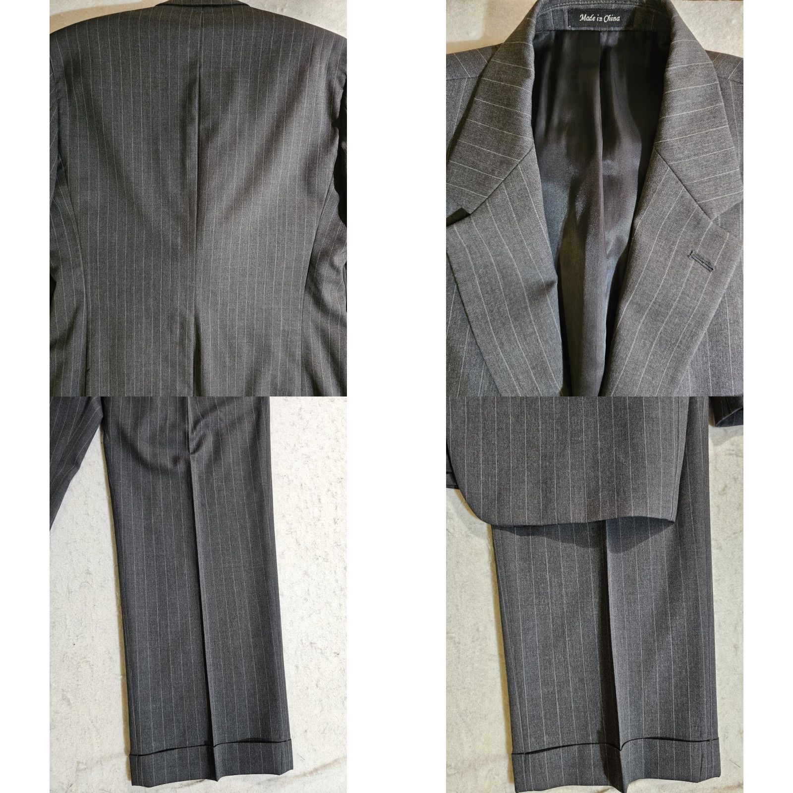 Chaps VINTAGE CHAPS By RALPH LAUREN 100% Wool Grey Pin Striped Suit Mens 42 Long 34x32 Pants Size 42R - 8 Thumbnail