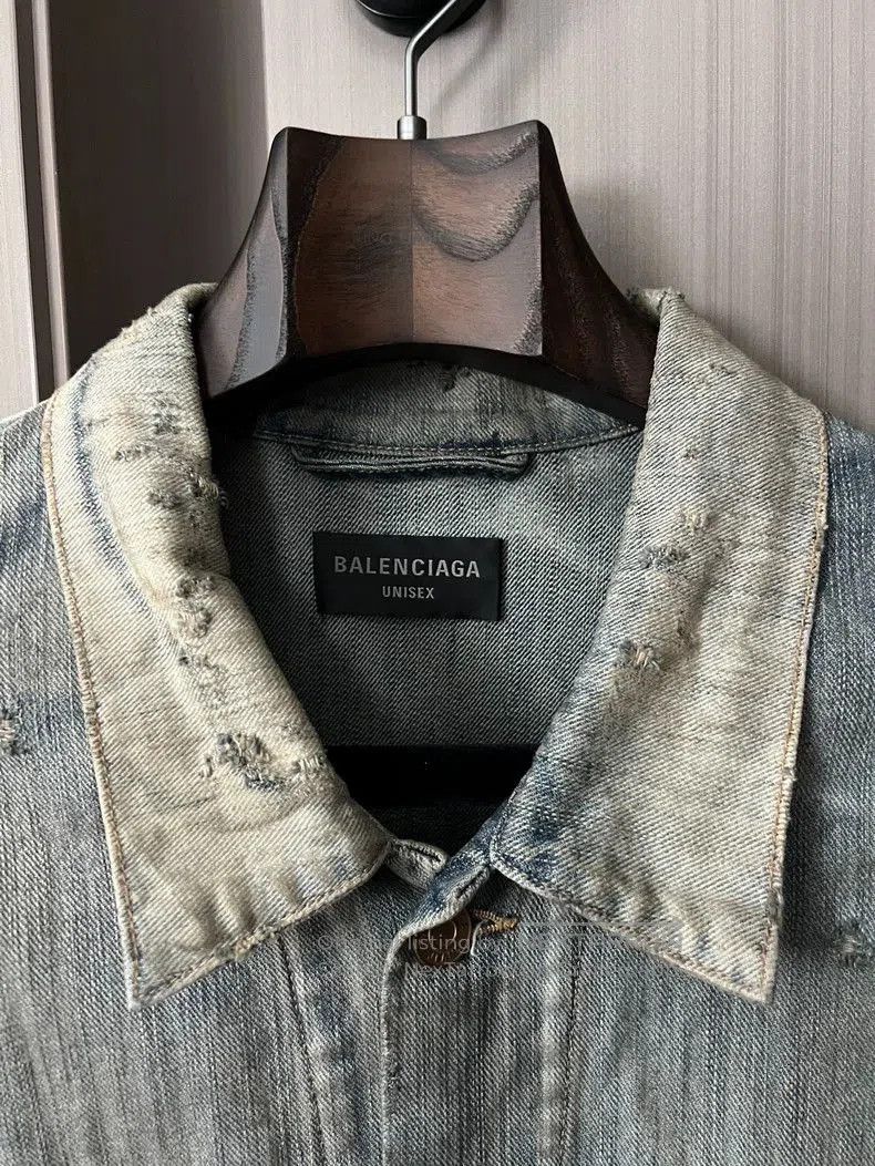 Balenciaga Balenciaga Distressed Denim Jacket. Size US M / EU 48-50 / 2 - 6 Thumbnail