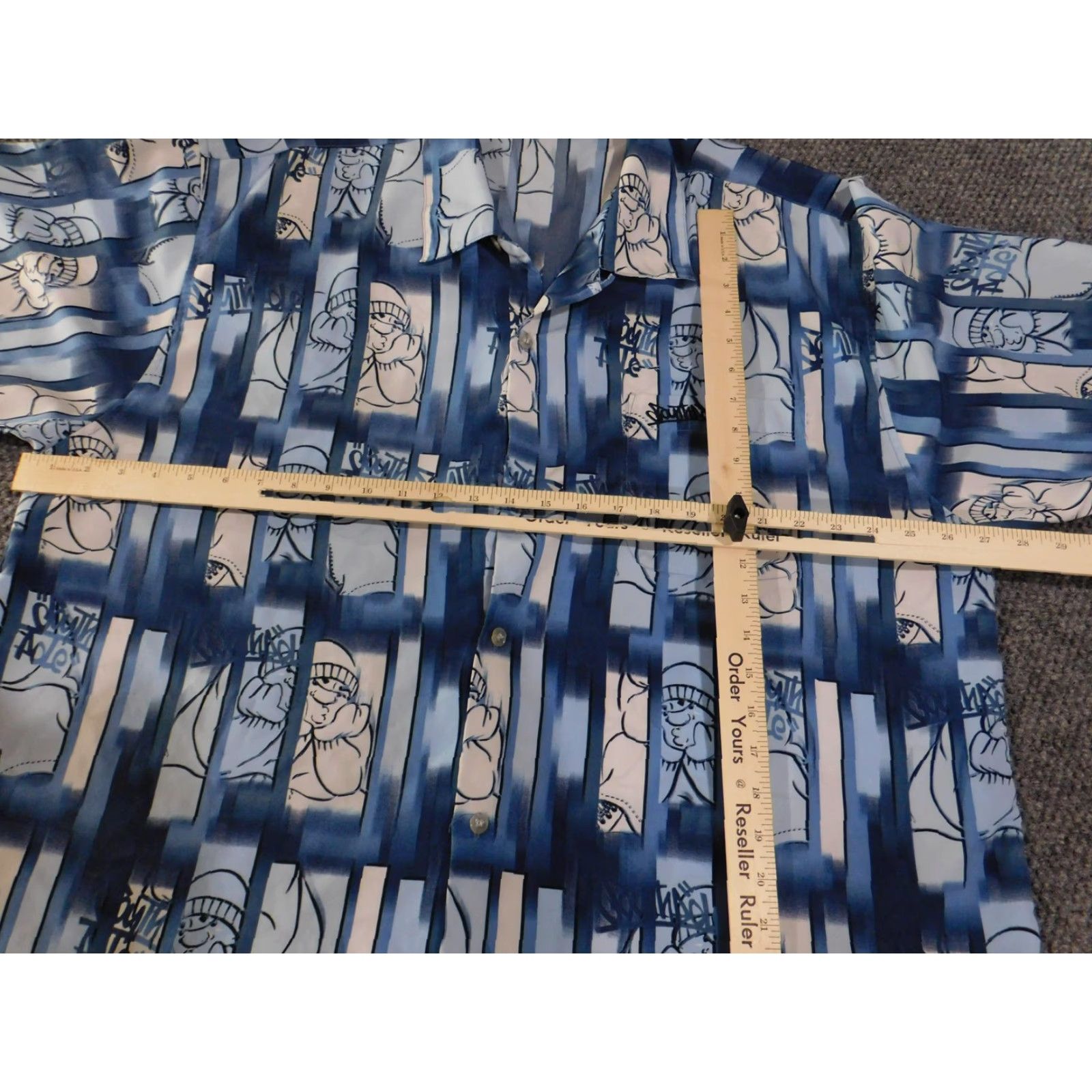 Southpole Southpole Shirt Mens 2XL Blue Graffiti Graphic Over Print Button Up Hip Hop Size US XXL / EU 58 / 5 - 6 Thumbnail