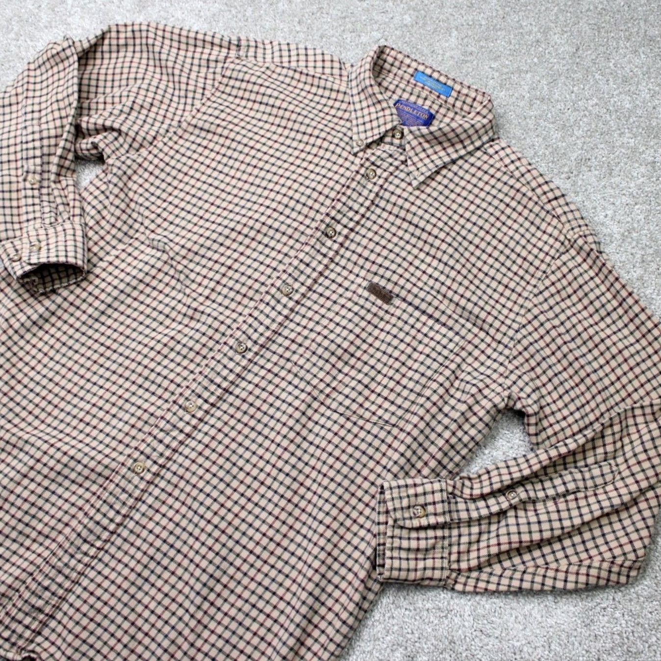 Pendleton Pendleton Shirt Mens Large Brown/Green Plaid Flannel 100% Cotton Long Sleeve Button-Up Size US L / EU 52-54 / 3 - 3 Thumbnail