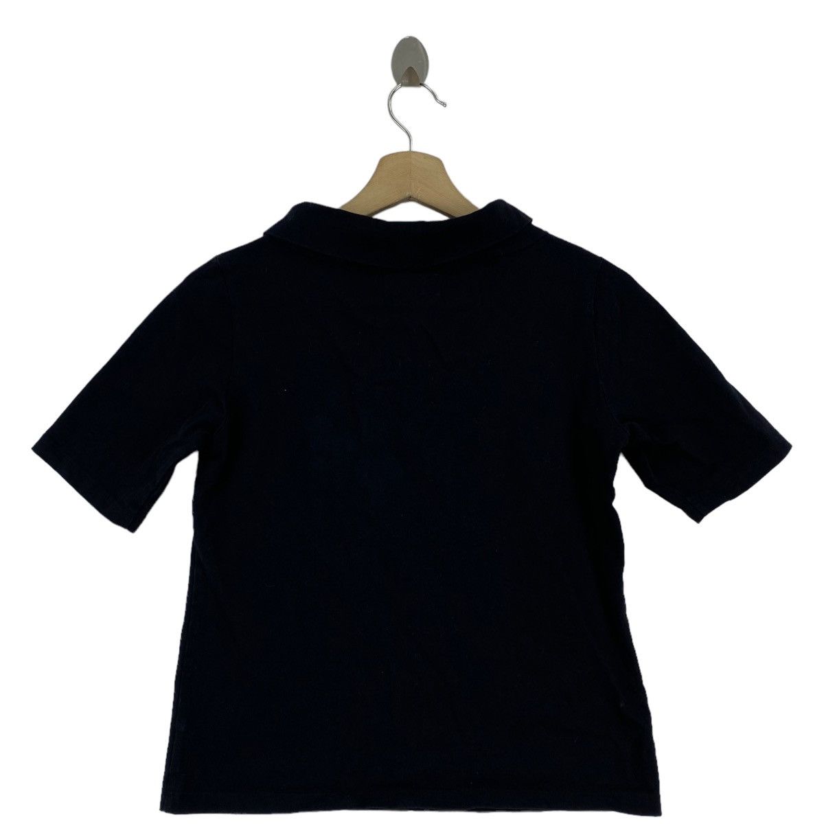 agnes b. AGNES B. PARIS France Brand V-neck Style Black Short Sleeve Size XS / US 0-2 / IT 36-38 - 3 Thumbnail