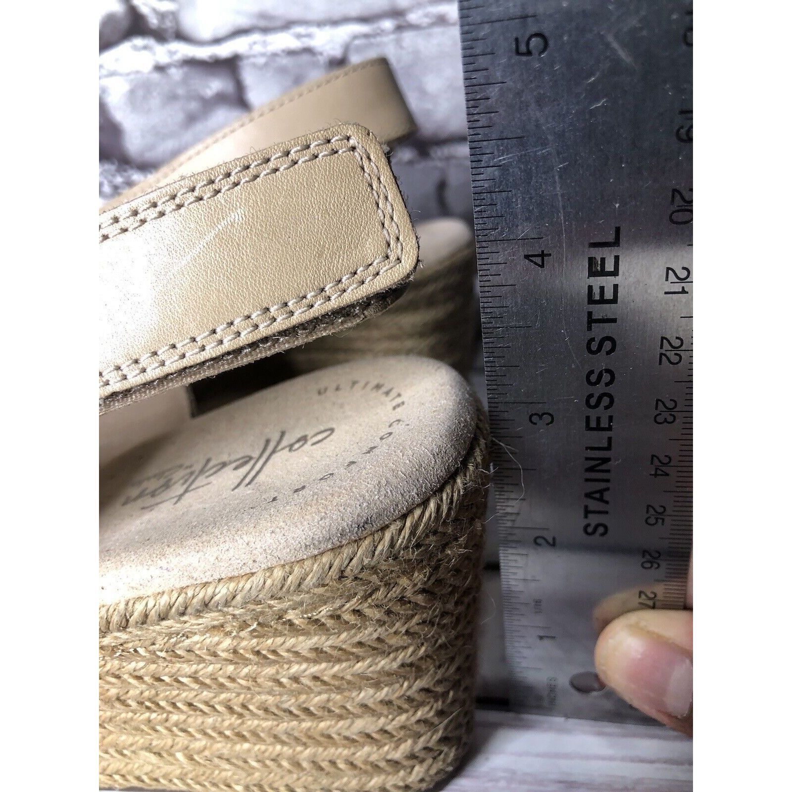 Clarks Clarks Beige Leather Perforated Strap Espadrilles Wedge Sand Size US 8.5 / IT 38.5 - 13 Thumbnail