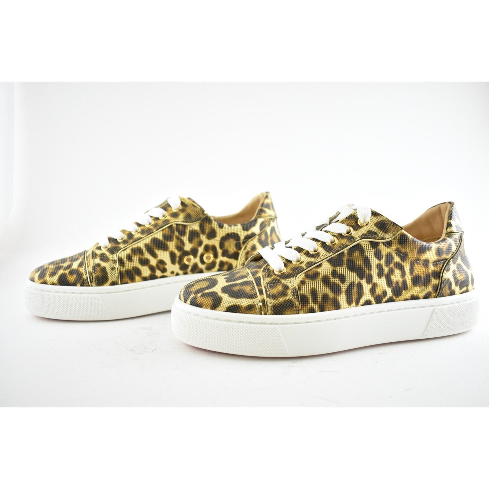 Christian Louboutin Vieirissima Flat Gold Leopard Lace Up Tie Low Top Sneaker 36 Size US 6 / IT 36 - 10 Thumbnail