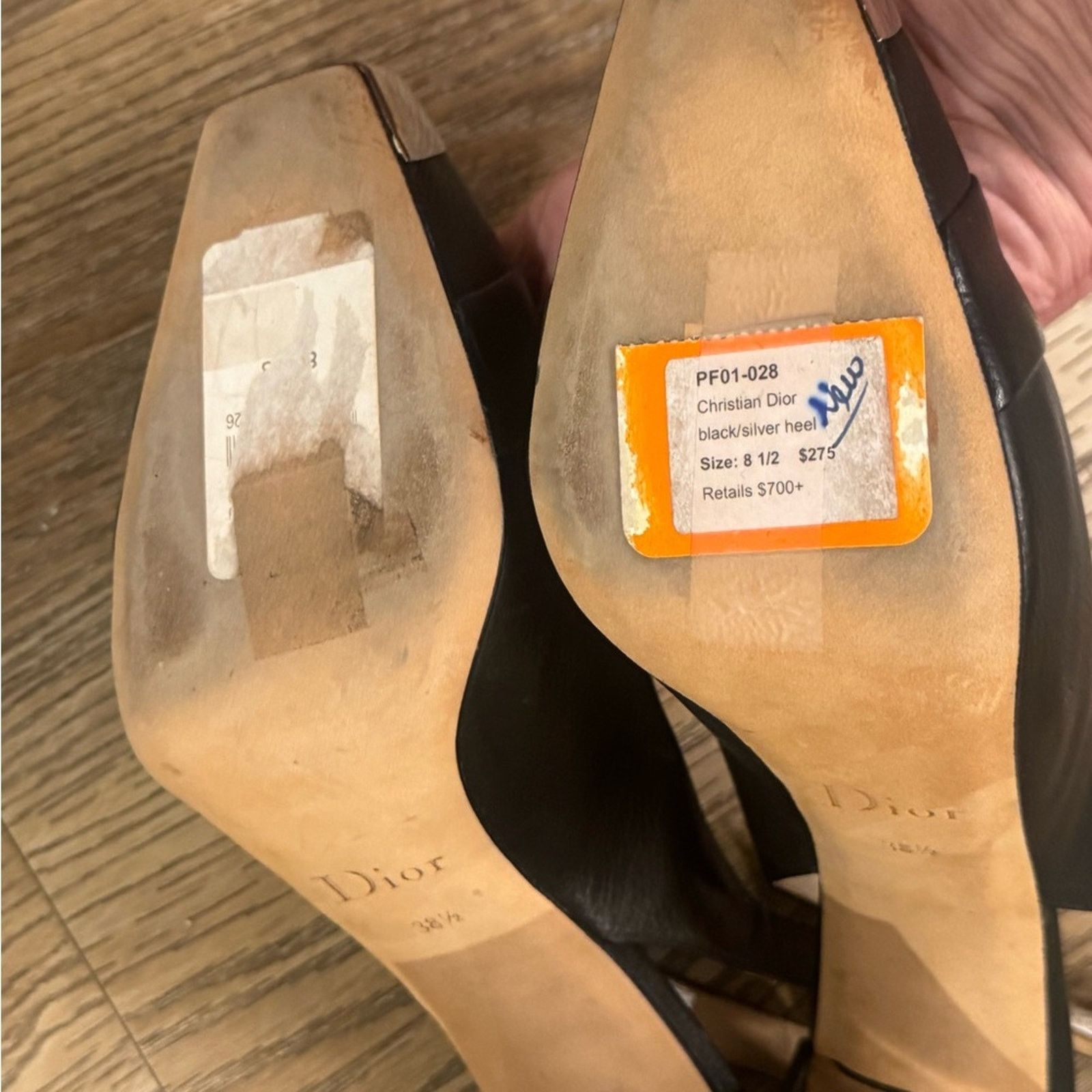 Dior Dior Heel SLINGBACK Black Leather Silver Toe Cap Pumps S 8.5 Size US 8.5 / IT 38.5 - 13 Thumbnail