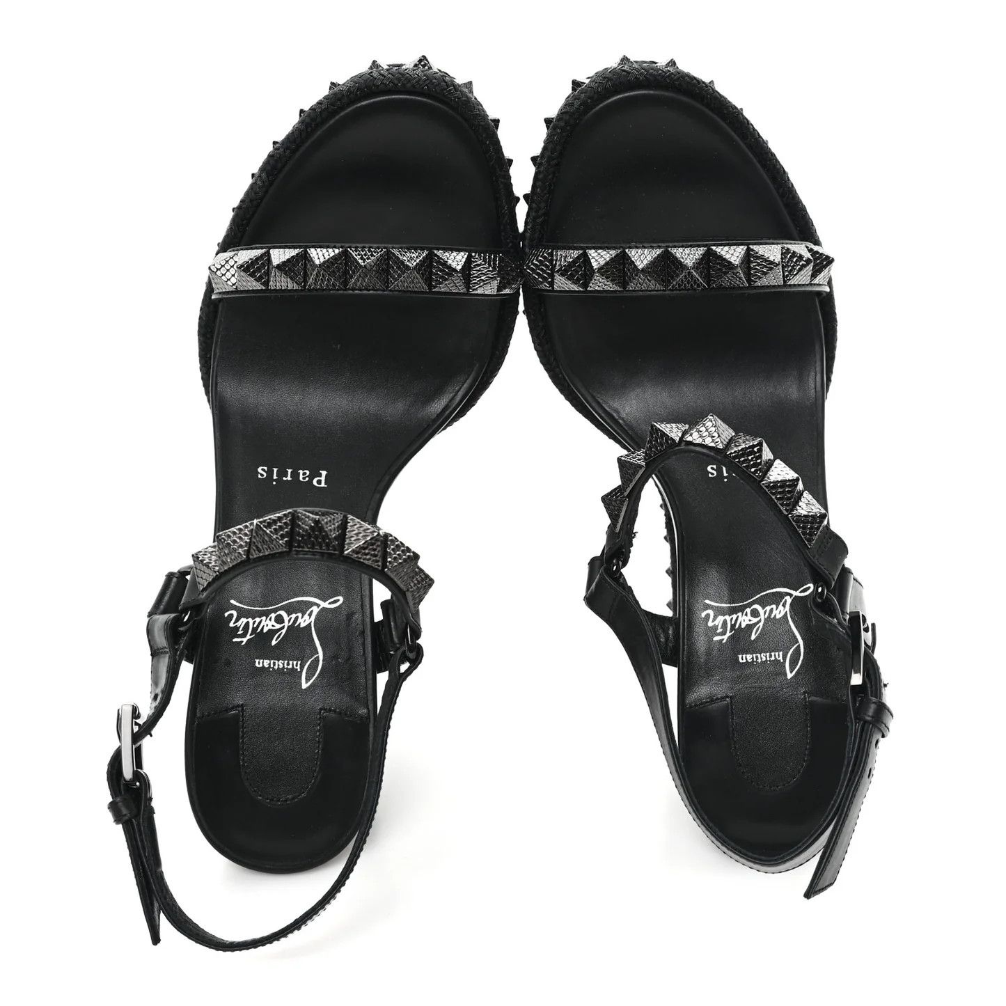 Christian Louboutin os11x0526 Pyraclou 110mm Nappa Leather Wedges Sandals Size US 9 / IT 39 - 3 Thumbnail