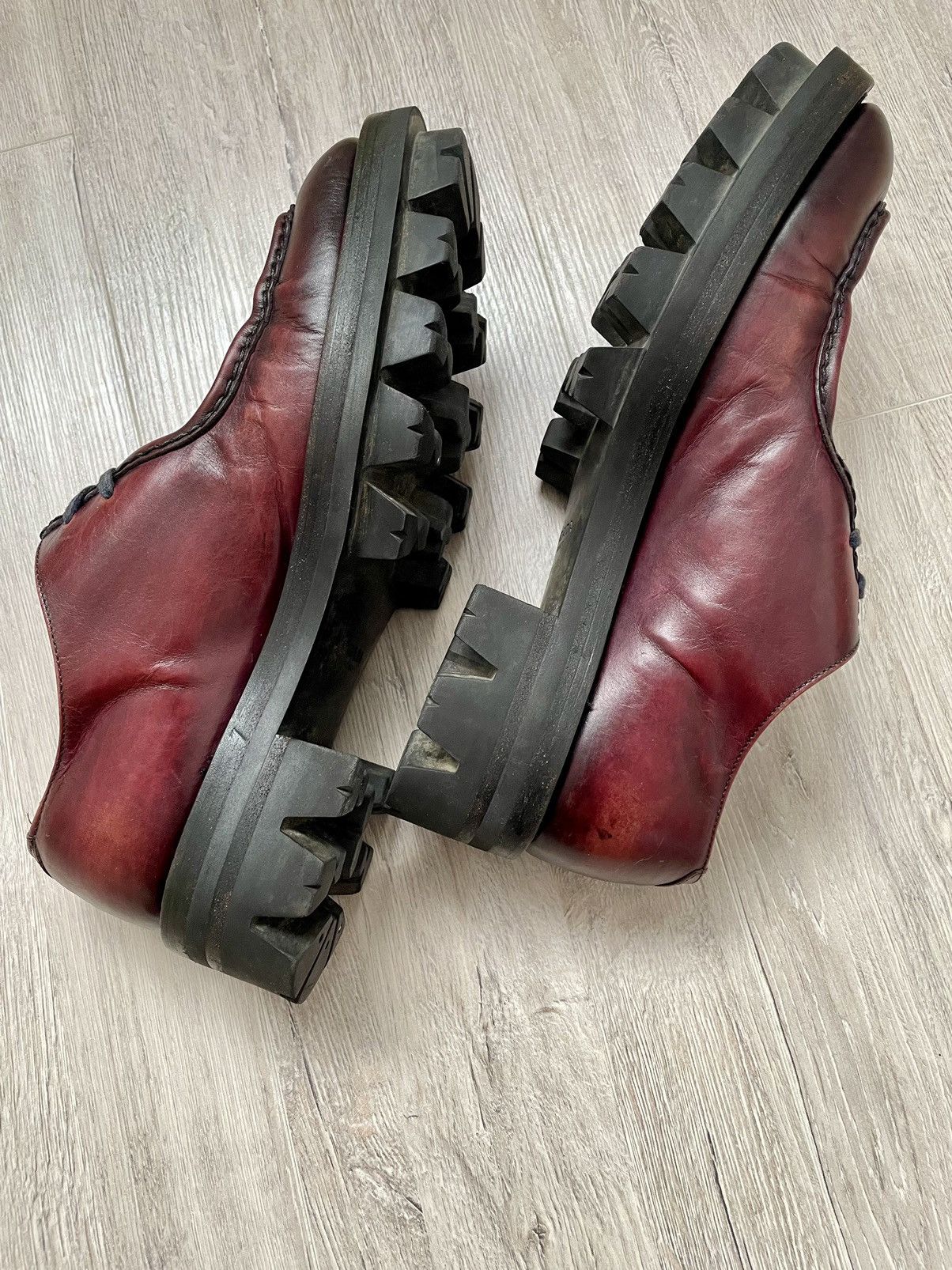 Prada Rare Prada FW13 Runaway Calfskin Burgundy Lug Sole Creepers Size US 9 / EU 42 - 20 Thumbnail