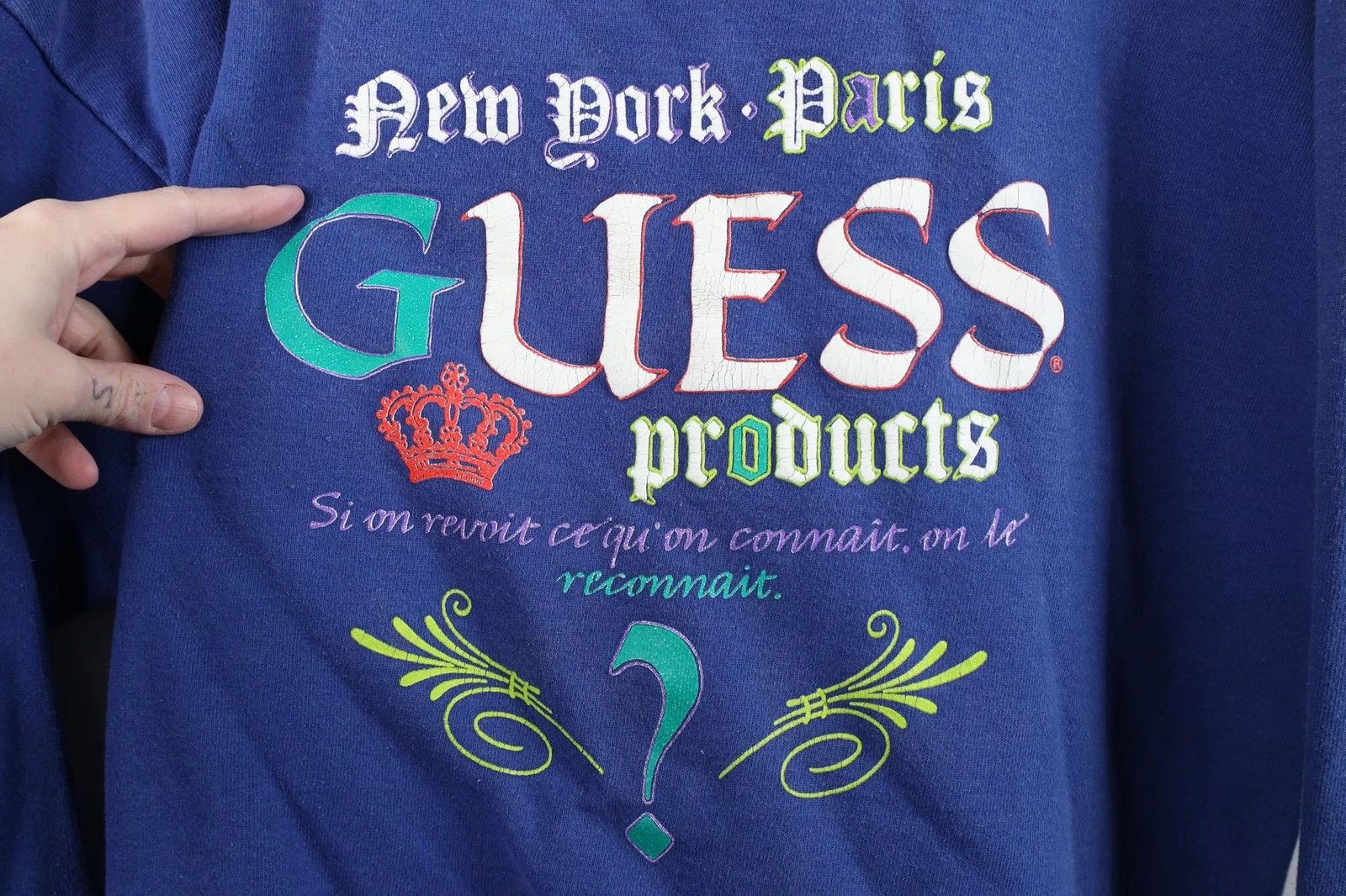 Guess Vintage 80s Georges Marciano Guess Sweatshirt Blue USA Size ONE SIZE - 4 Thumbnail