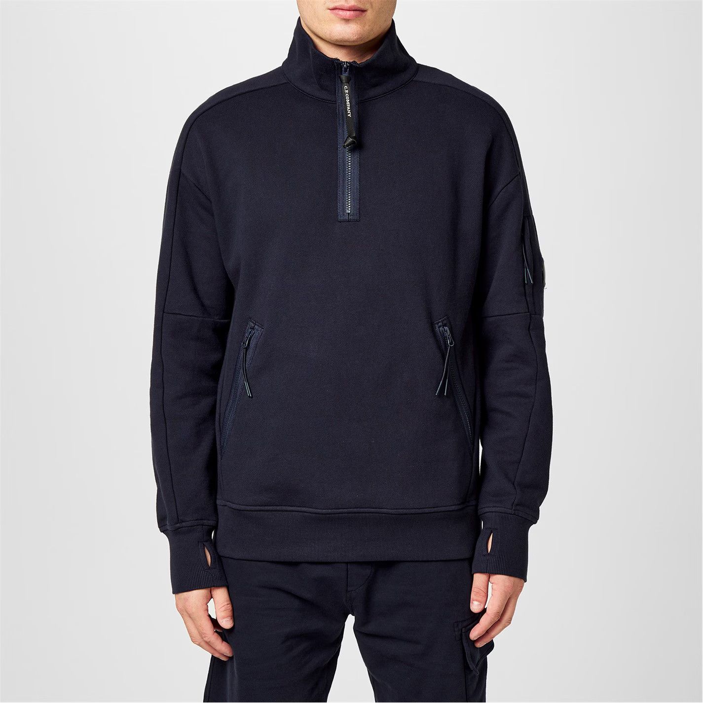 C.P. Company o1g2r1mq0426 Lens Quarter-Zip Fleece Sweatshirt in Blue Size US S / EU 44-46 / 1 - 3 Thumbnail