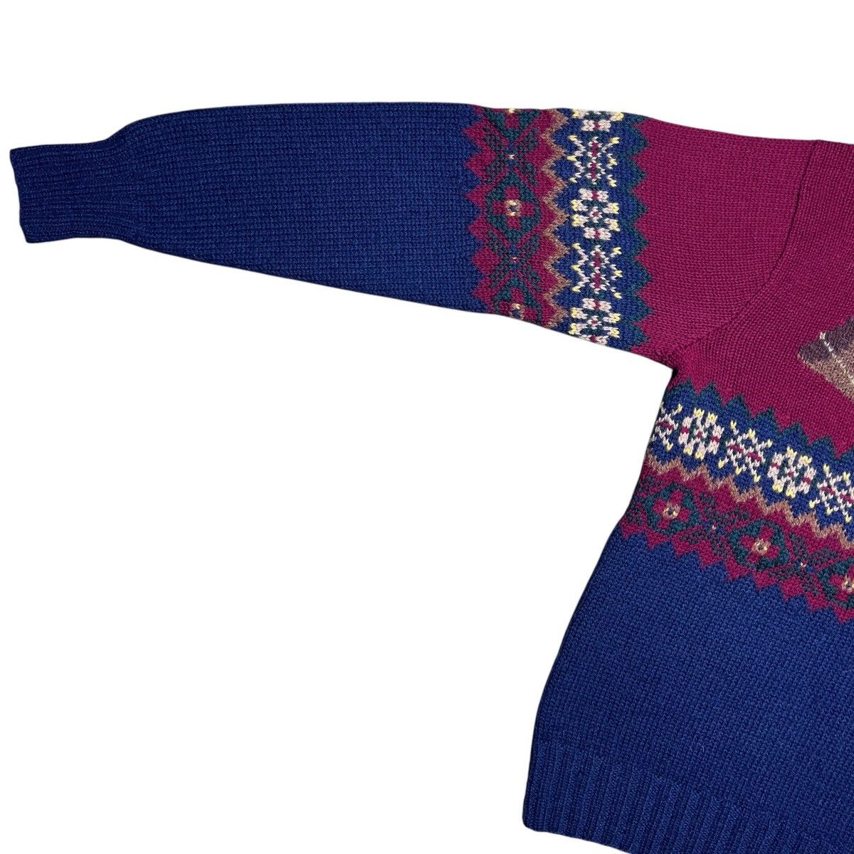 Polo Ralph Lauren × Vintage 1990s Polo Ralph Lauren Horse Horseshoe Hand Knit Sweater Size US M / EU 48-50 / 2 - 5 Thumbnail