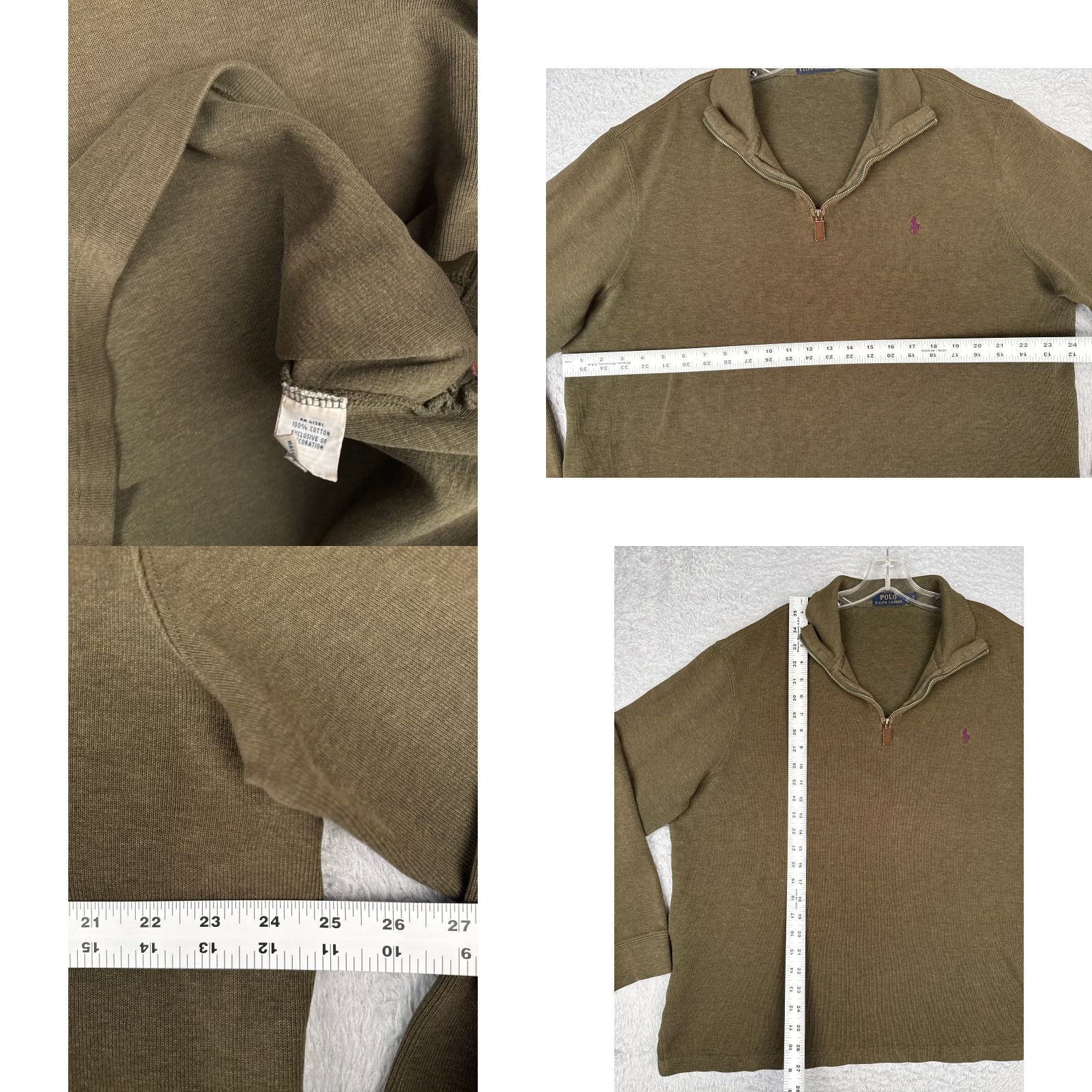 Polo Ralph Lauren Polo Ralph Lauren Sweater Men XL Brown 1/4 Zip Mock Neck 100% Cotton Pullover Knit Subtle Embroidered Logo Size US XL / EU 56 / 4 - 8 Thumbnail