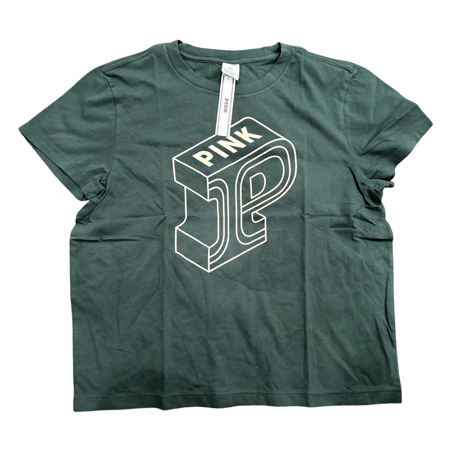 Pink PINK Victoria's Secret Graphic T-Shirt in Green, Size M Size M / US 6-8 / IT 42-44 - 1 Thumbnail