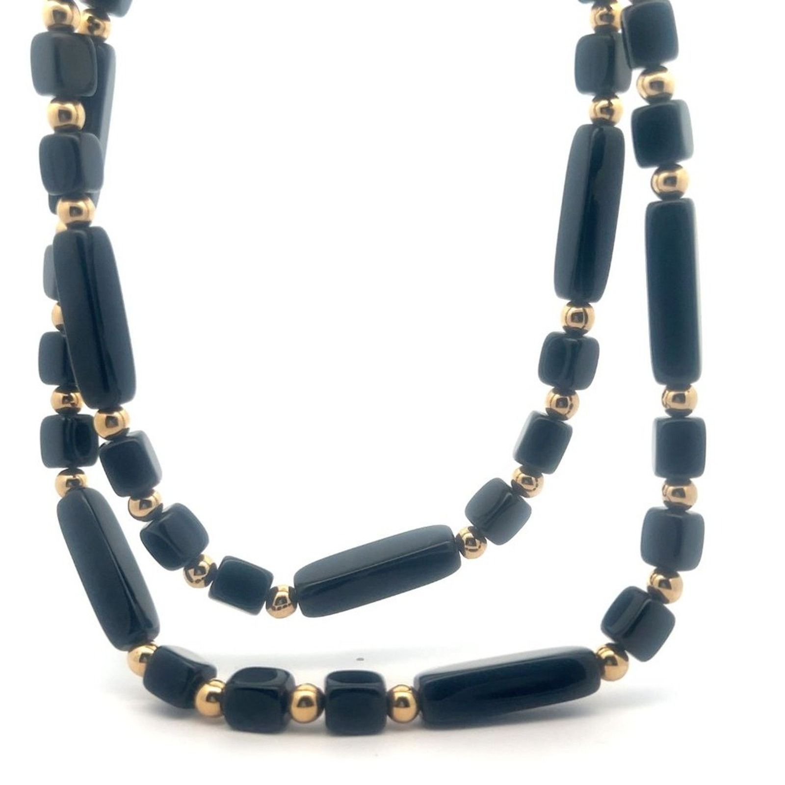 & Other Stories Vintage - Trifari - Black Goldtone Stunning 15 inch Necklace Size ONE SIZE - 3 Thumbnail