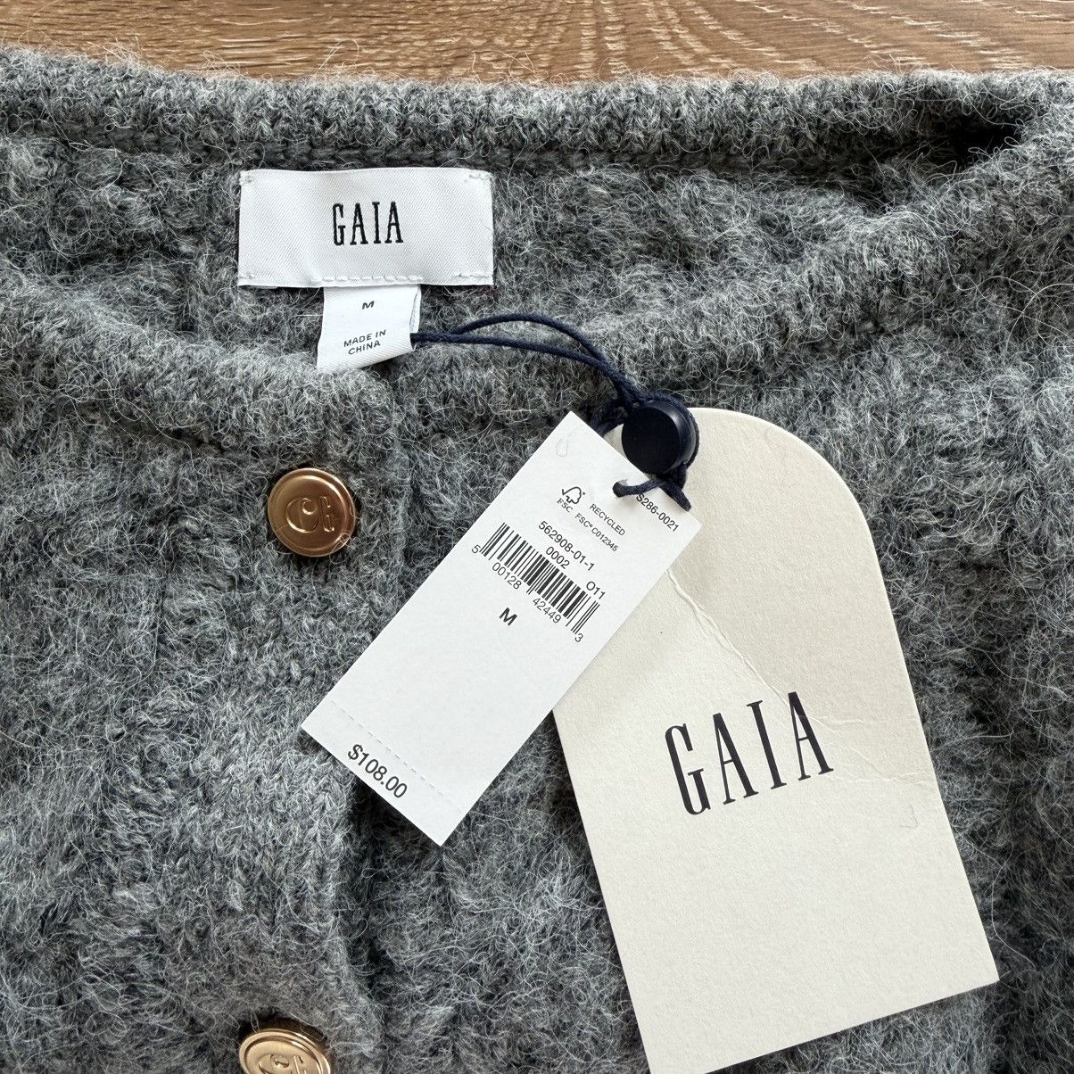 Cult Gaia Gap x Cult Gaia Cropped Cable Knit Grey Cardigan Size M / US 6-8 / IT 42-44 - 3 Thumbnail