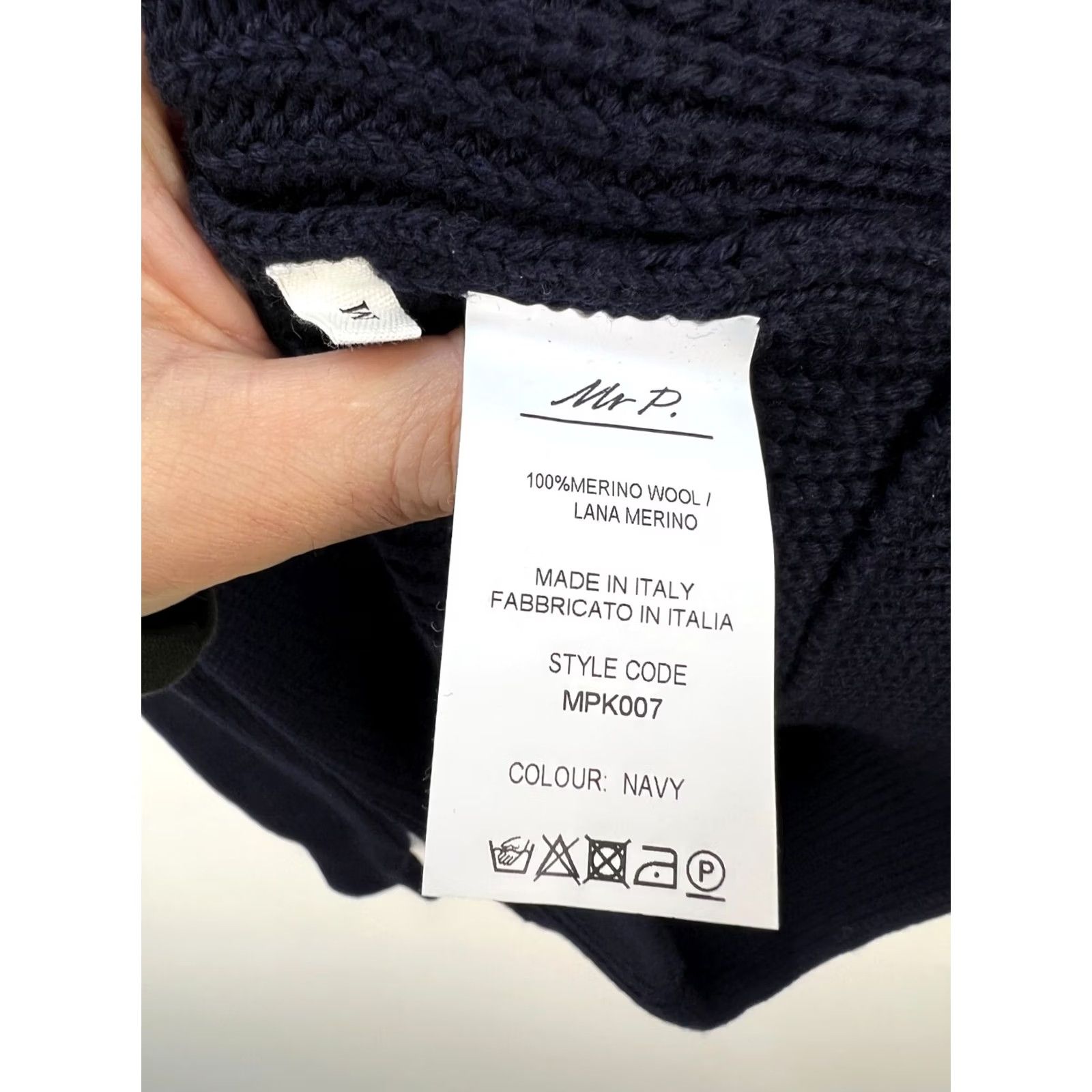 Mr P. Mr P. Porter Merino Wool Zip Up Cardigan Sweater Navy Men's Size M Size US M / EU 48-50 / 2 - 5 Thumbnail