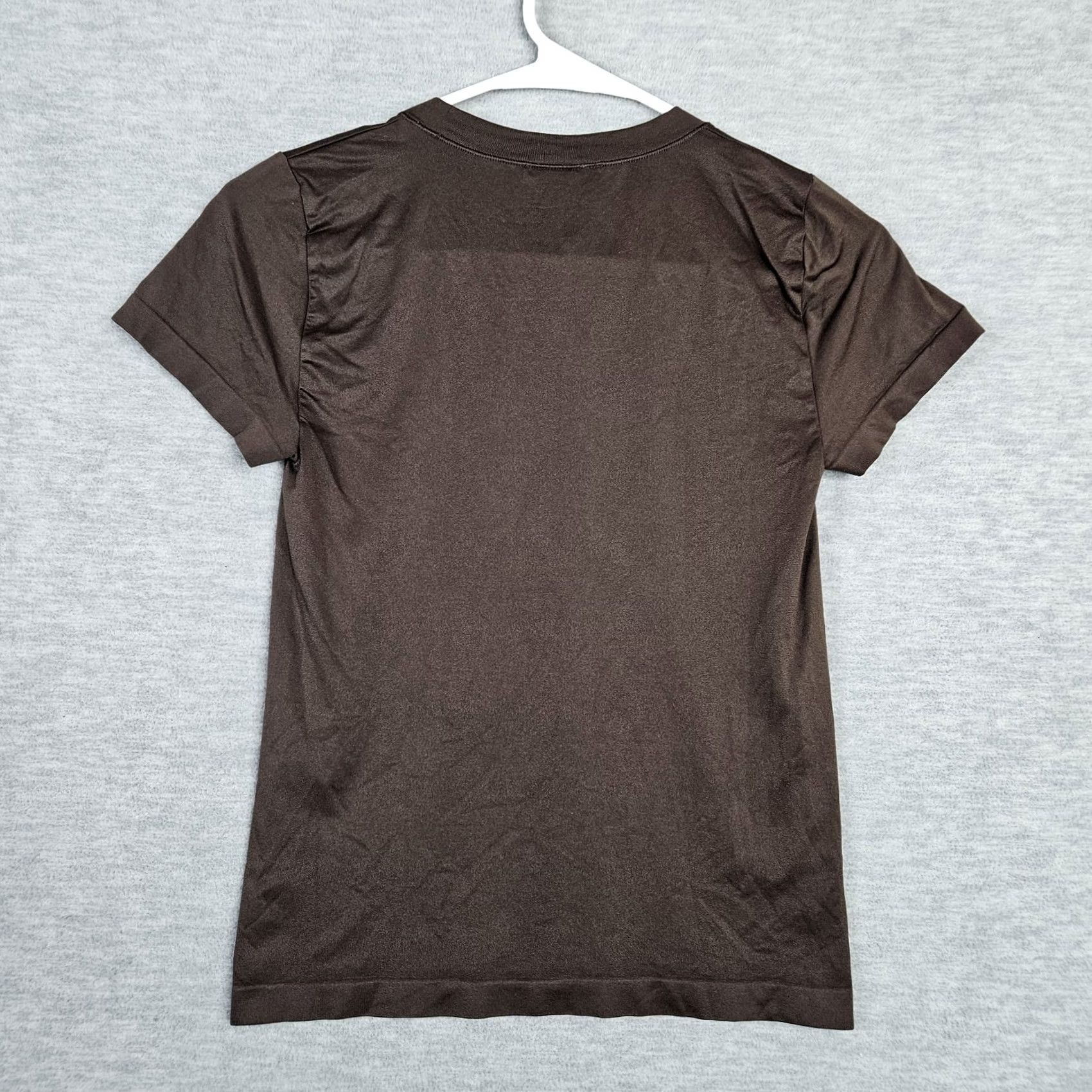 Vintage Sunday Best T-Shirt Women Brown Short Sleeve Size M Regular Nylon Elastane Size M / US 6-8 / IT 42-44 - 2 Thumbnail