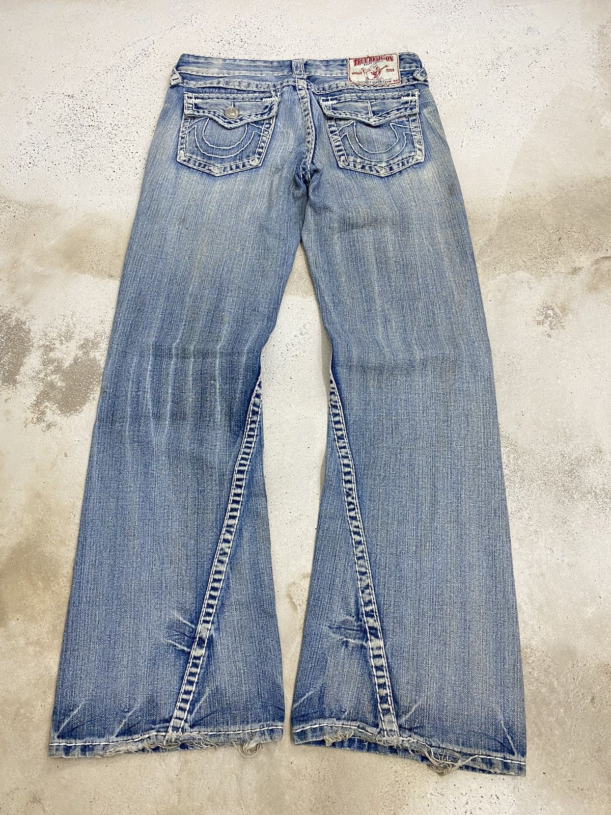 Hysteric Glamour Flare True Religion Japan Light Blue Distressed Denim Size US 31 - 9 Thumbnail
