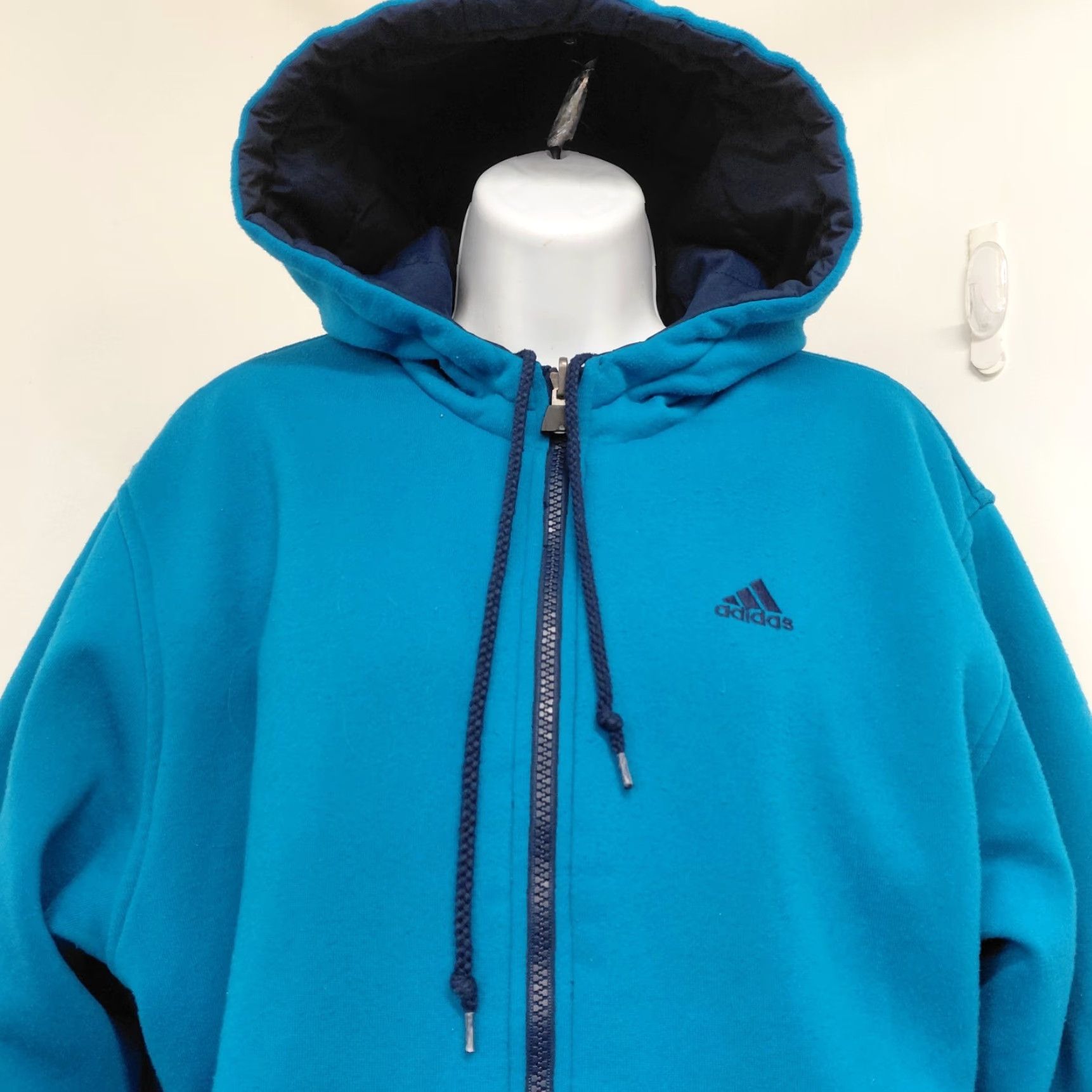Adidas Adidas Reversible Jacket Womens L Large Blue Hooded Striped Lining Turquoise Stripe Track Jacket Short Sleeve? Wait. Size L / US 10 / IT 46 - 4 Thumbnail